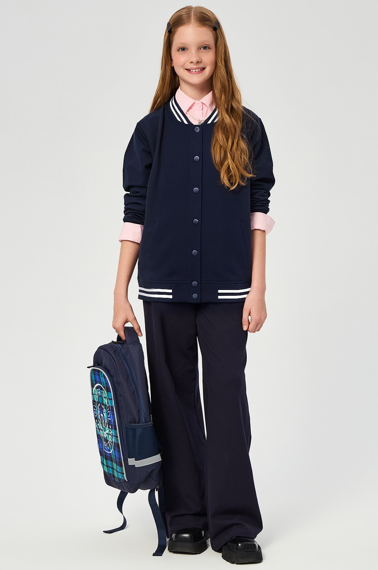 Детский бомбер из футера двухнитки с застежками на кнопках Happyfox