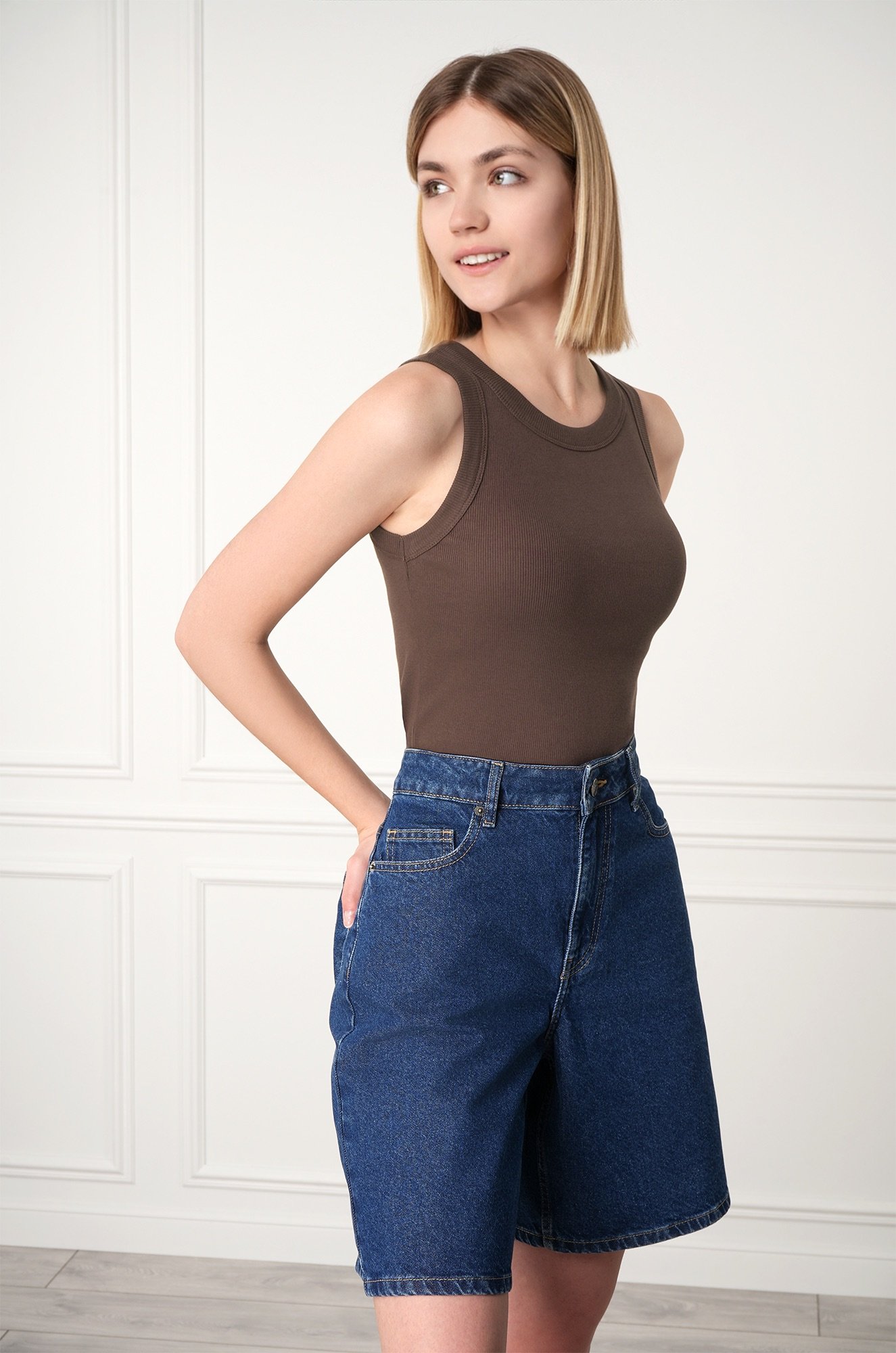 Женская майка-топ в рубчик Happyfox