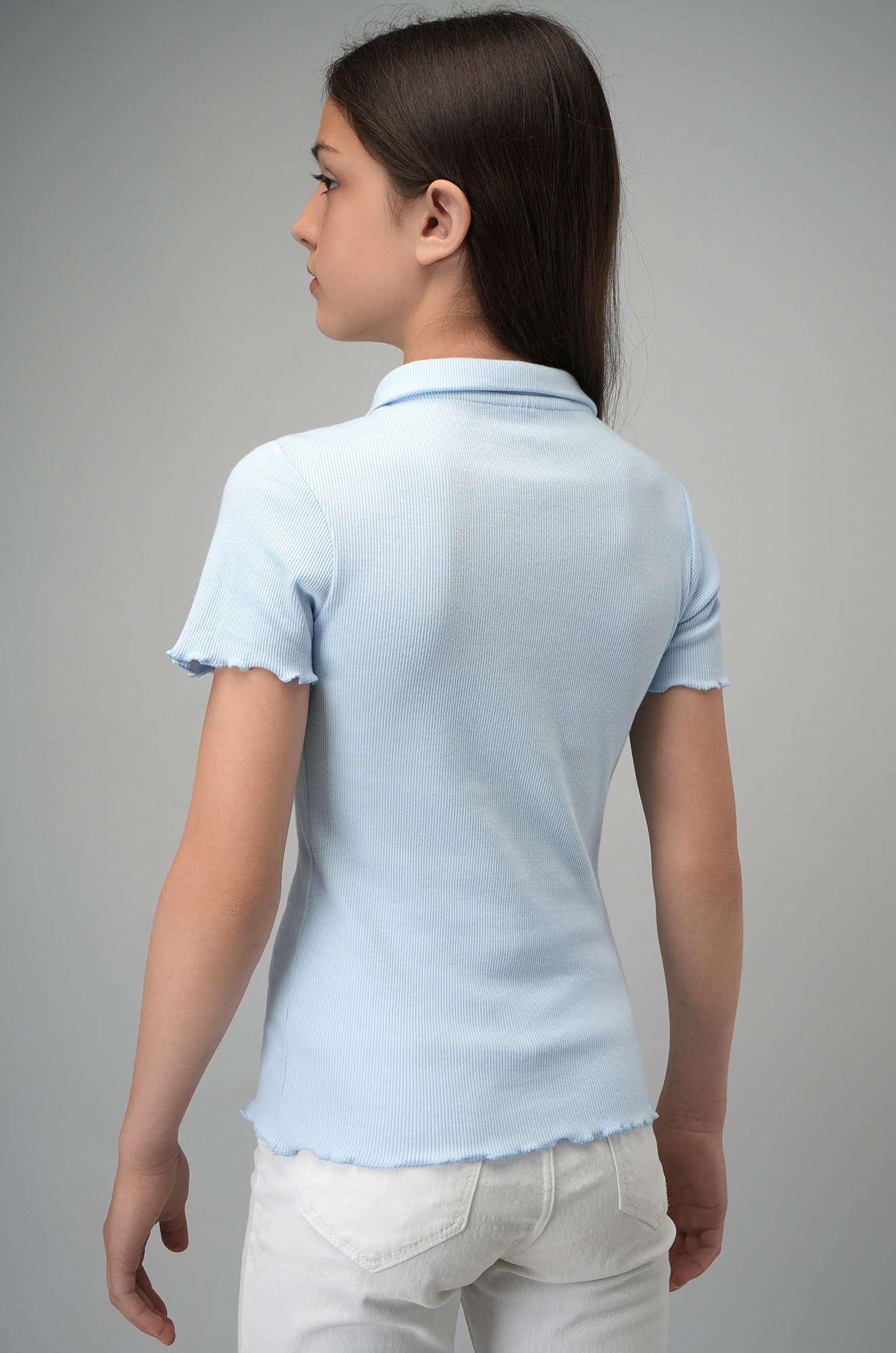 Блузка-поло в рубчик для девочки Happyfox