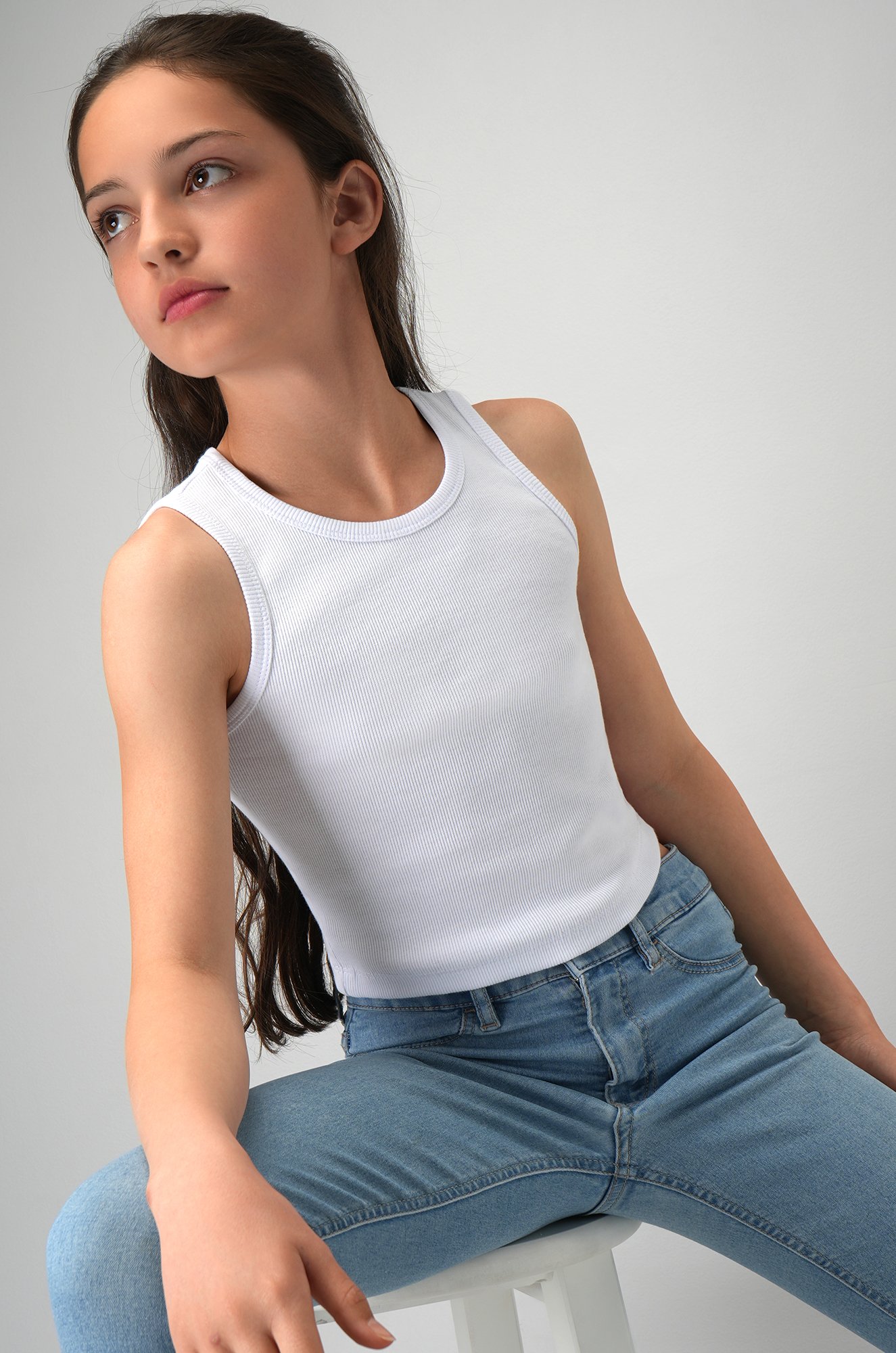 Майка-топ в рубчик для девочки Happyfox