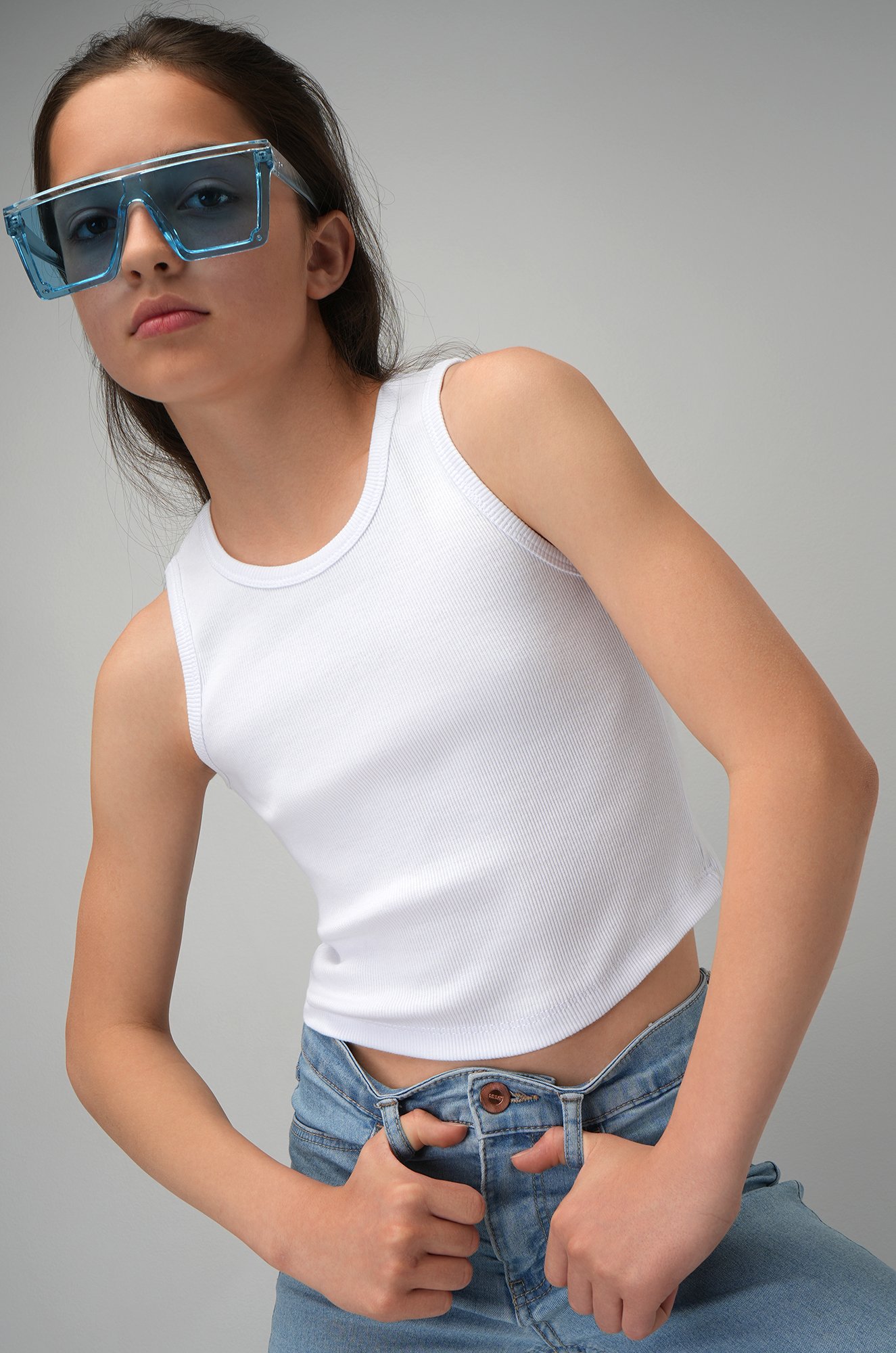 Майка-топ в рубчик для девочки Happyfox