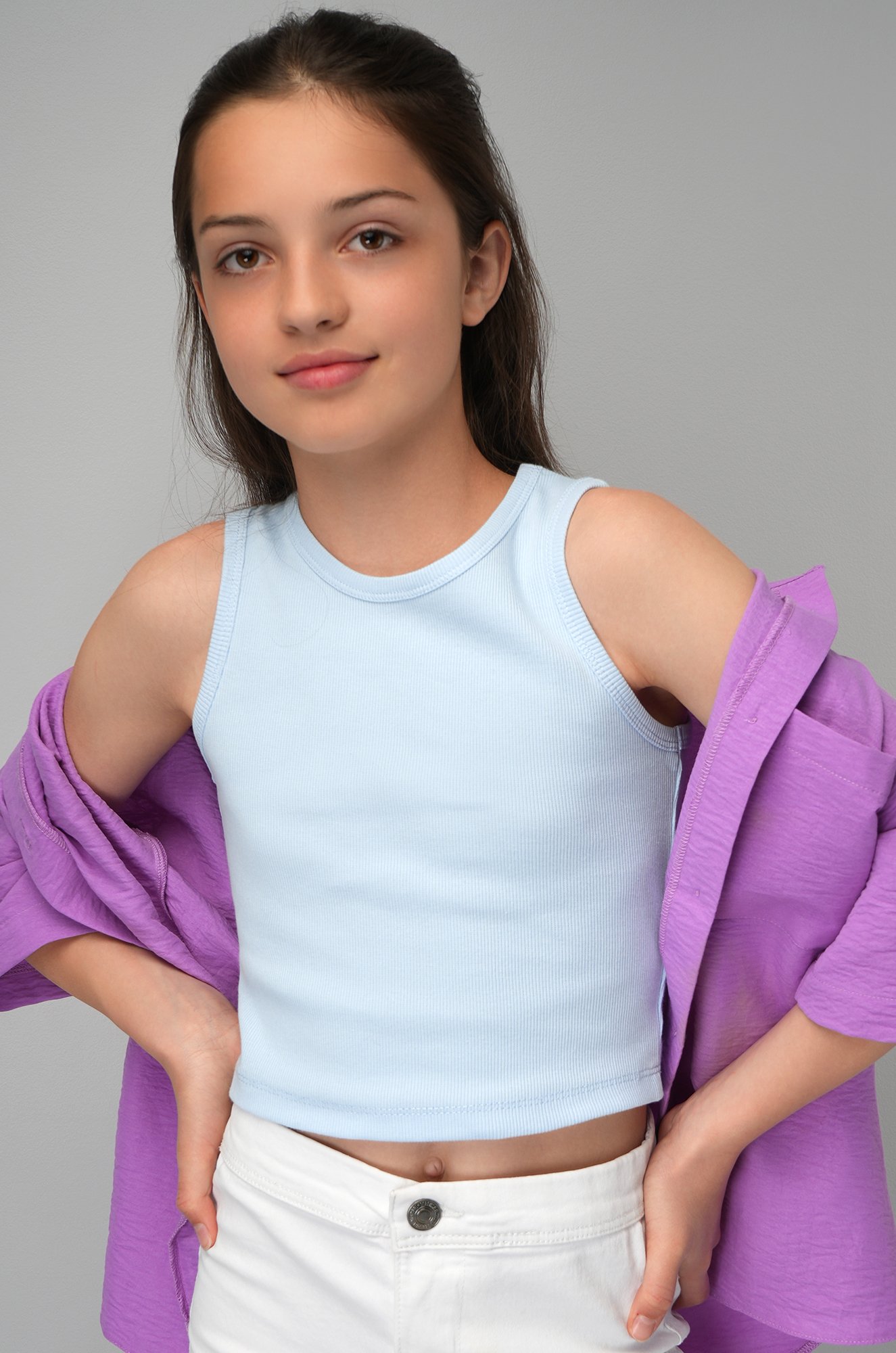 Майка-топ в рубчик для девочки Happyfox