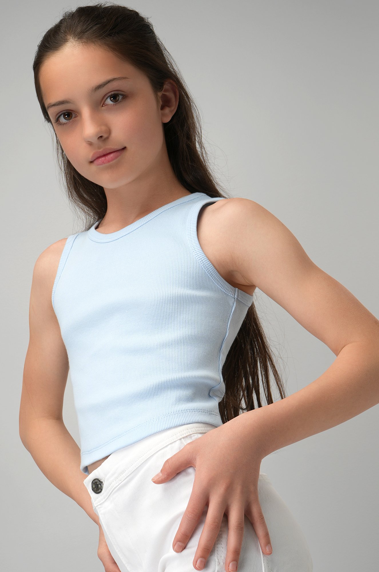 Майка-топ в рубчик для девочки Happyfox