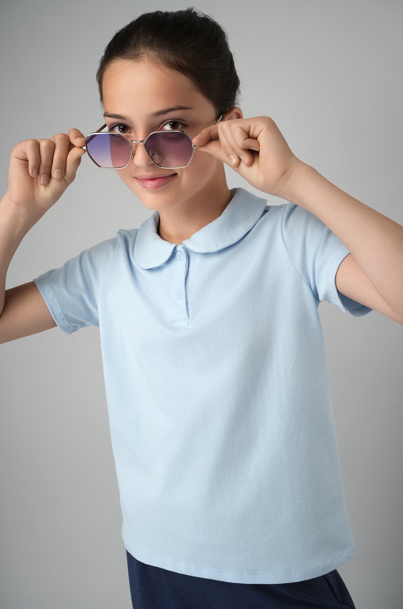 Блузка-поло с коротким рукавом для девочки Happyfox