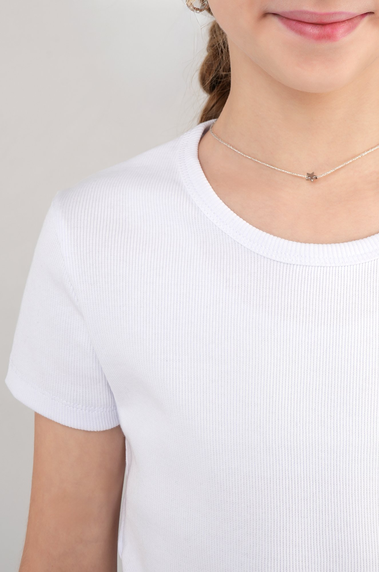 Футболка для девочки в рубчик из рибаны Happyfox