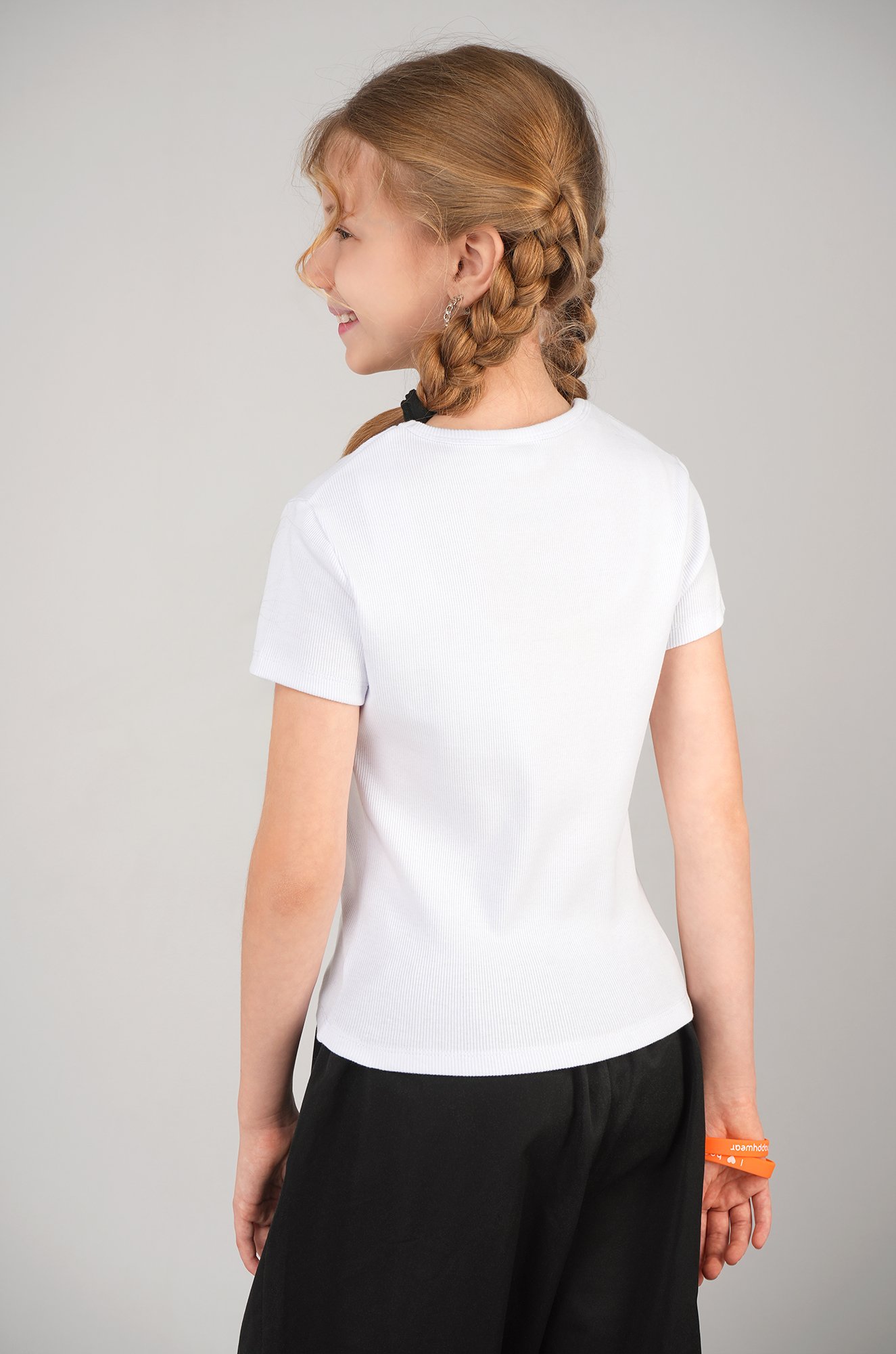 Футболка для девочки в рубчик из рибаны Happyfox