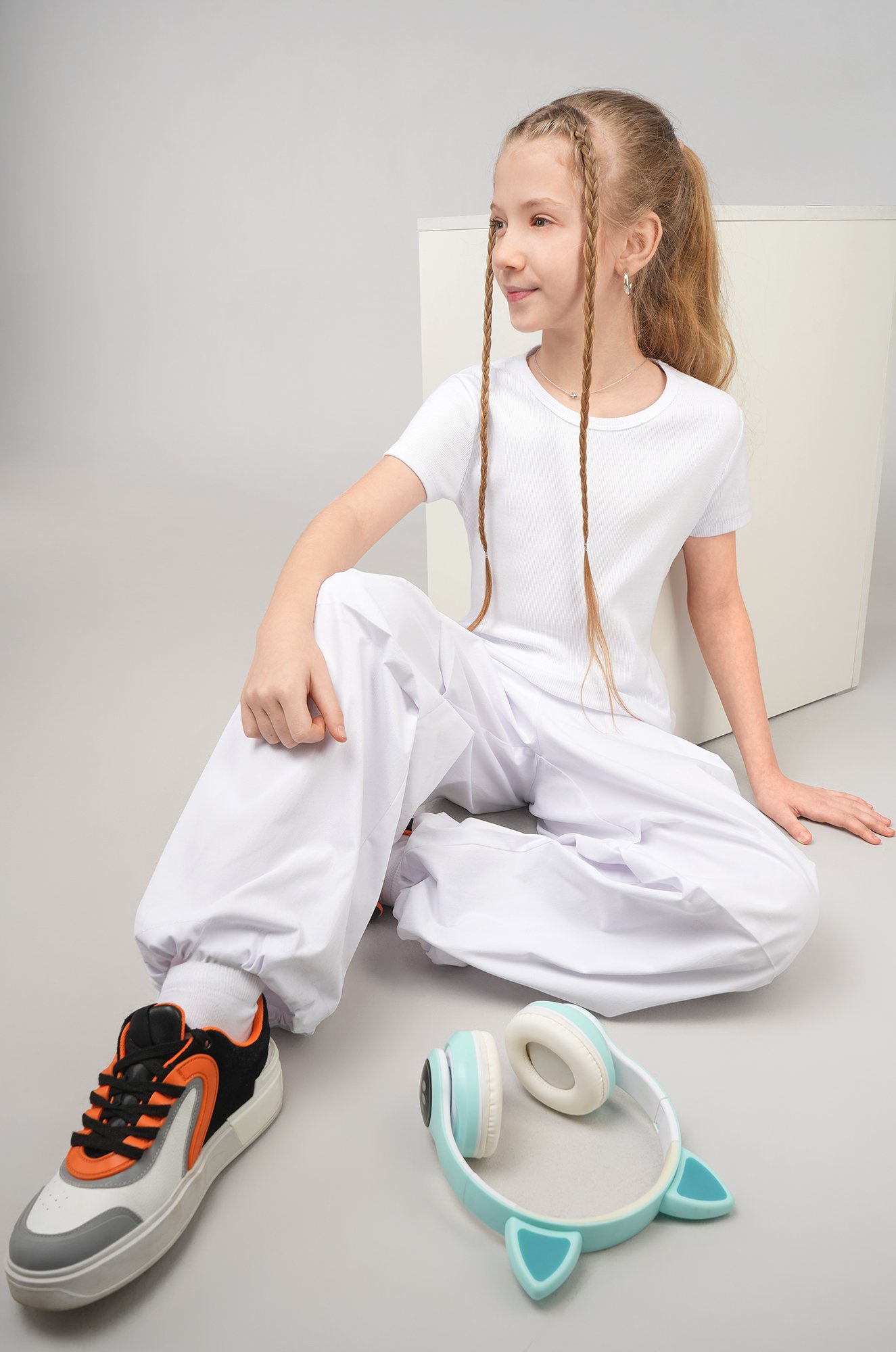 Футболка для девочки в рубчик из рибаны Happyfox