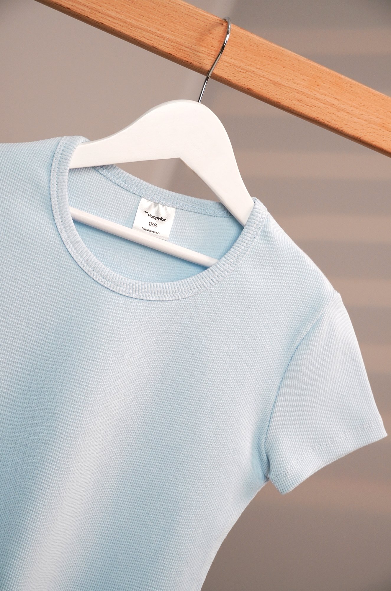 Футболка для девочки в рубчик из рибаны Happyfox