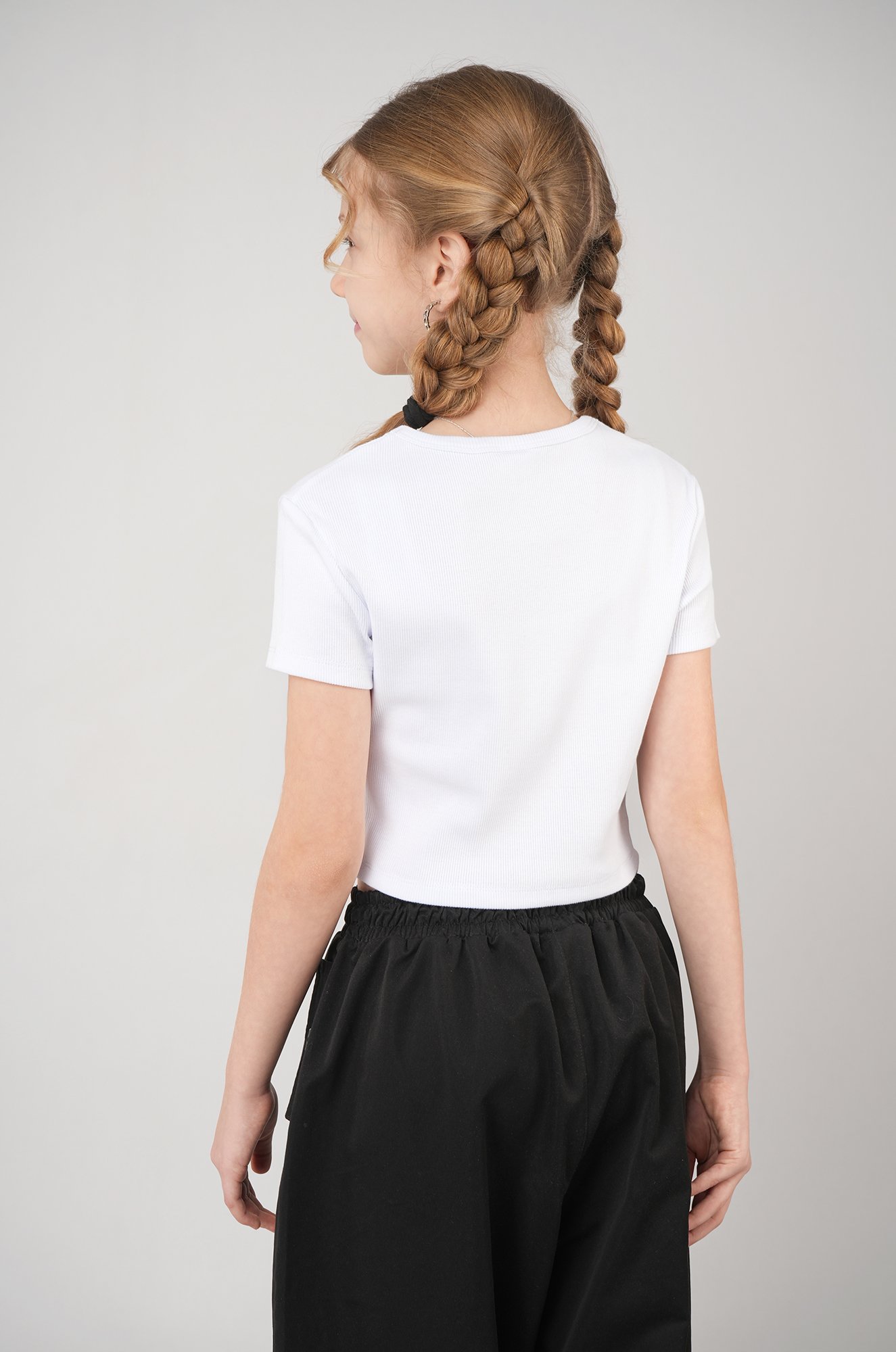 Укороченная футболка в рубчик для девочки Happyfox