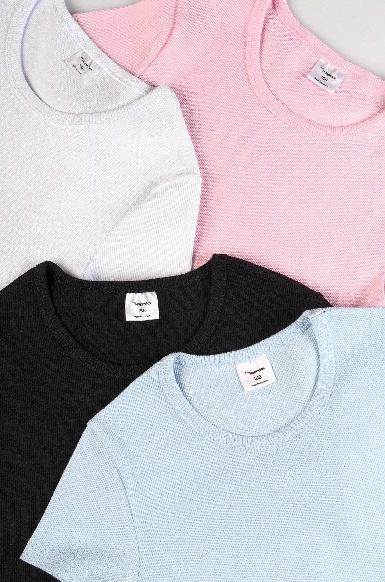 Укороченная футболка в рубчик для девочки Happyfox