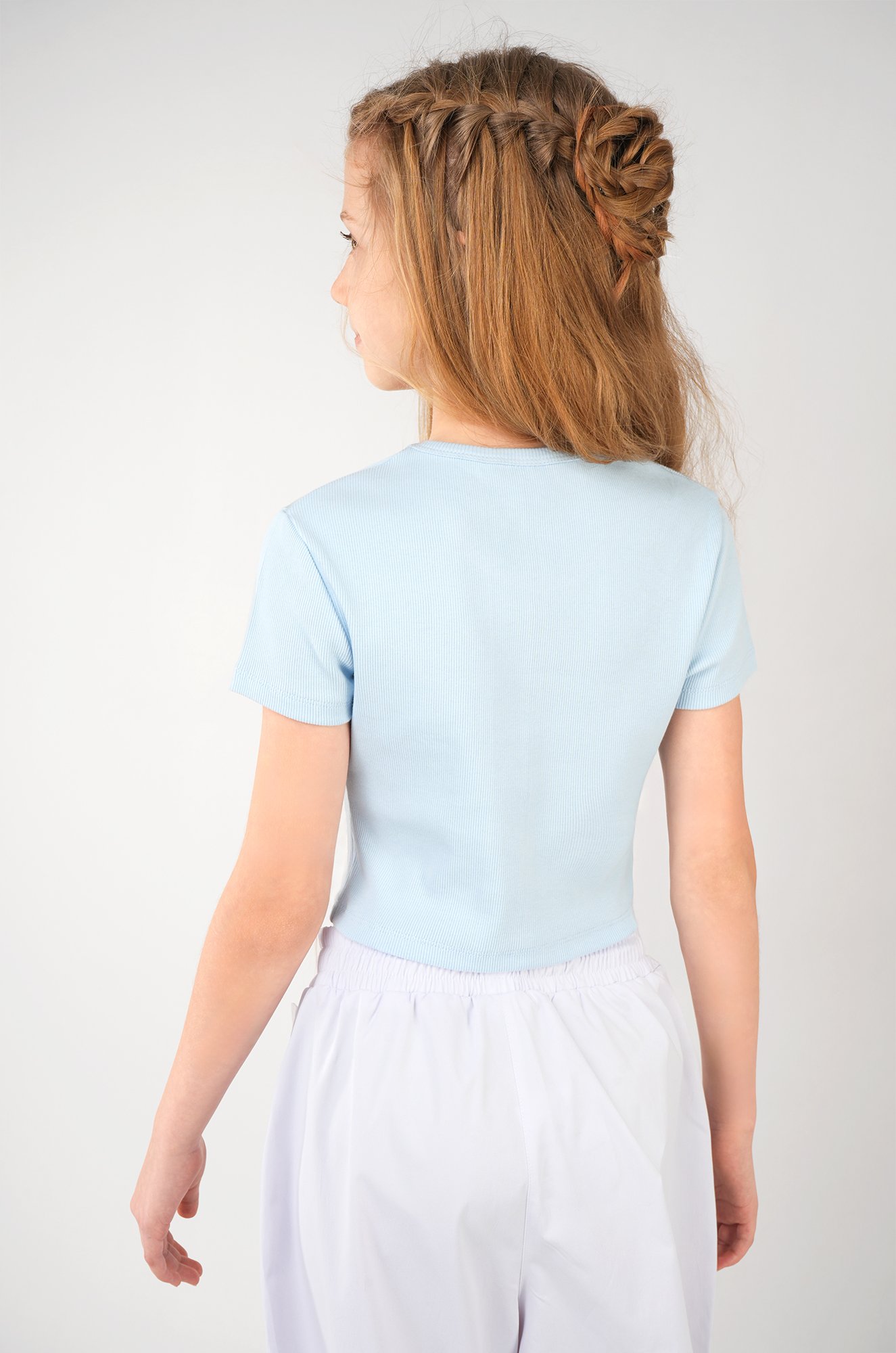 Укороченная футболка в рубчик для девочки Happyfox