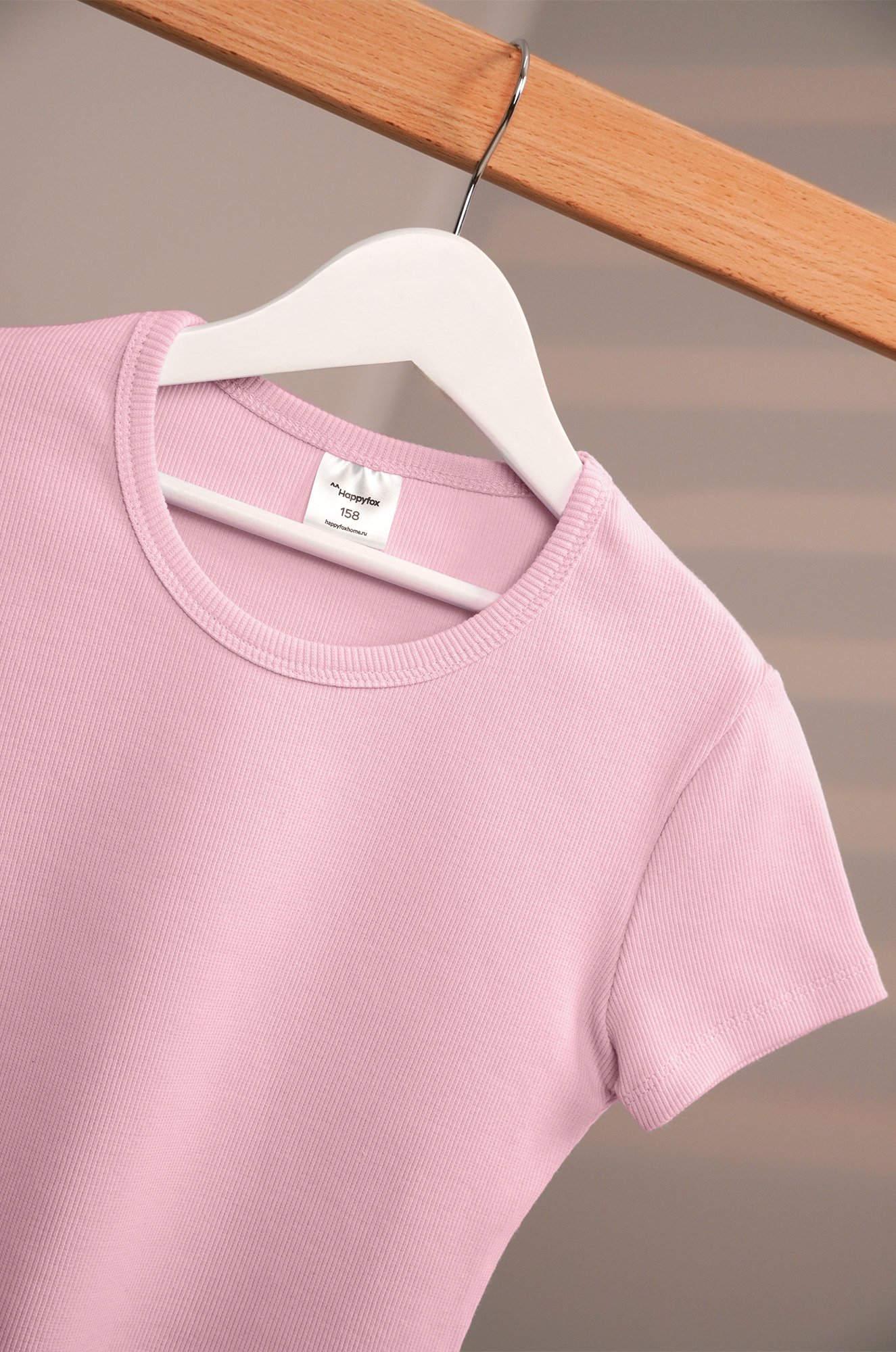Укороченная футболка в рубчик для девочки Happyfox