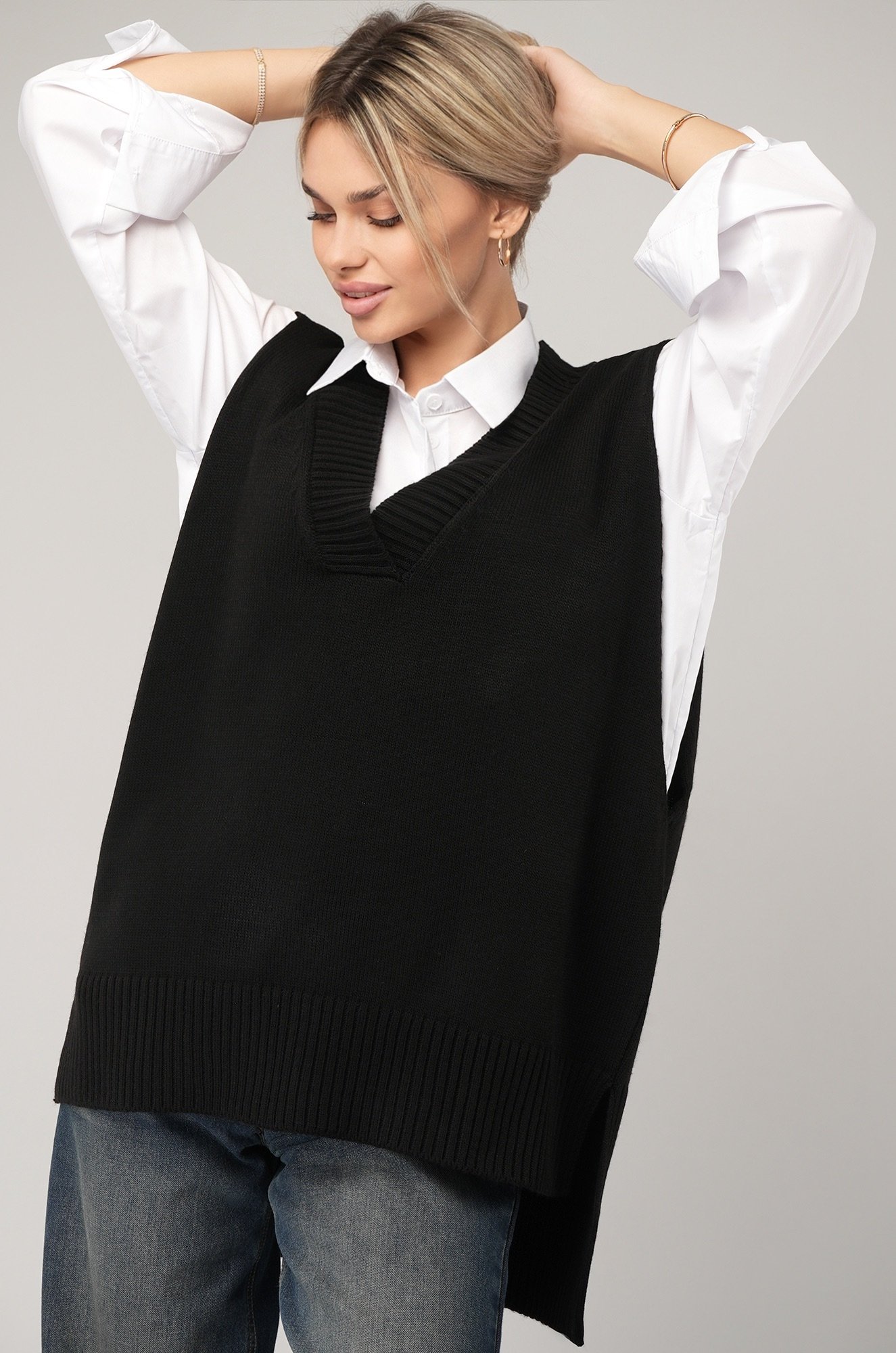 Женский вязаный жилет оверсайз Happyfox