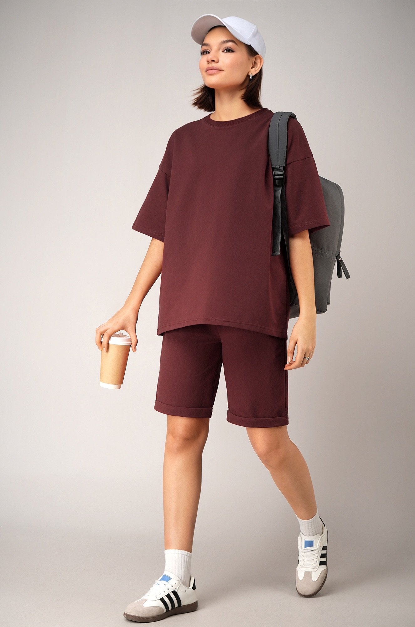 Женский костюм оверсайз из футера двухнитки Happyfox