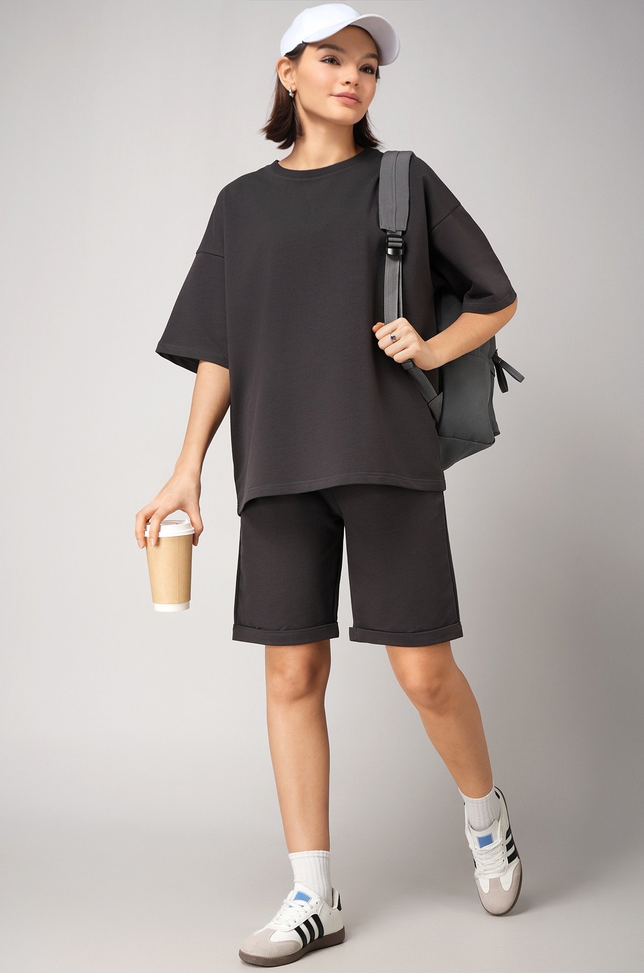 Женский костюм оверсайз из футера двухнитки Happyfox