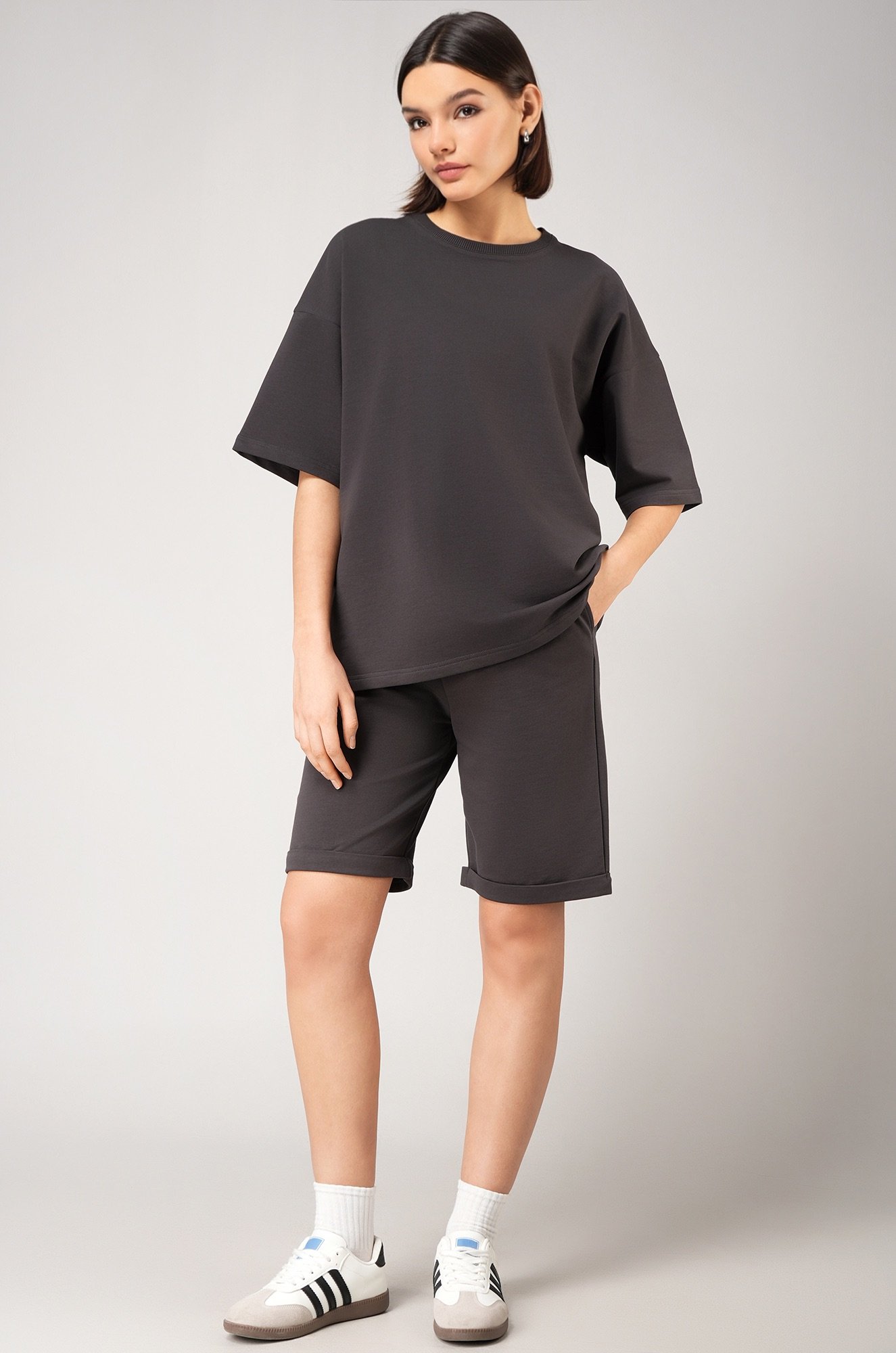 Женский костюм оверсайз из футера двухнитки Happyfox