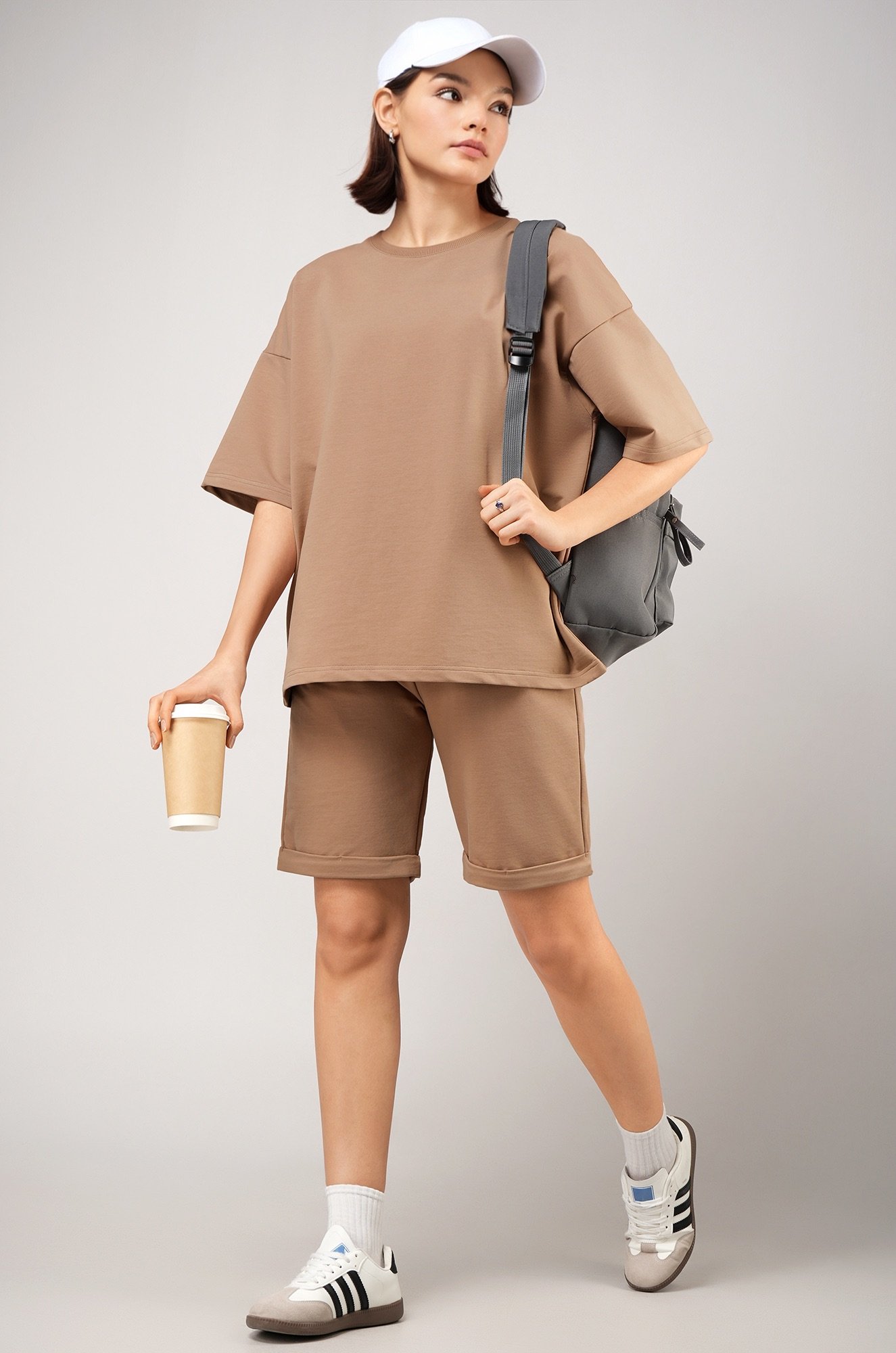 Женский костюм оверсайз из футера двухнитки Happyfox