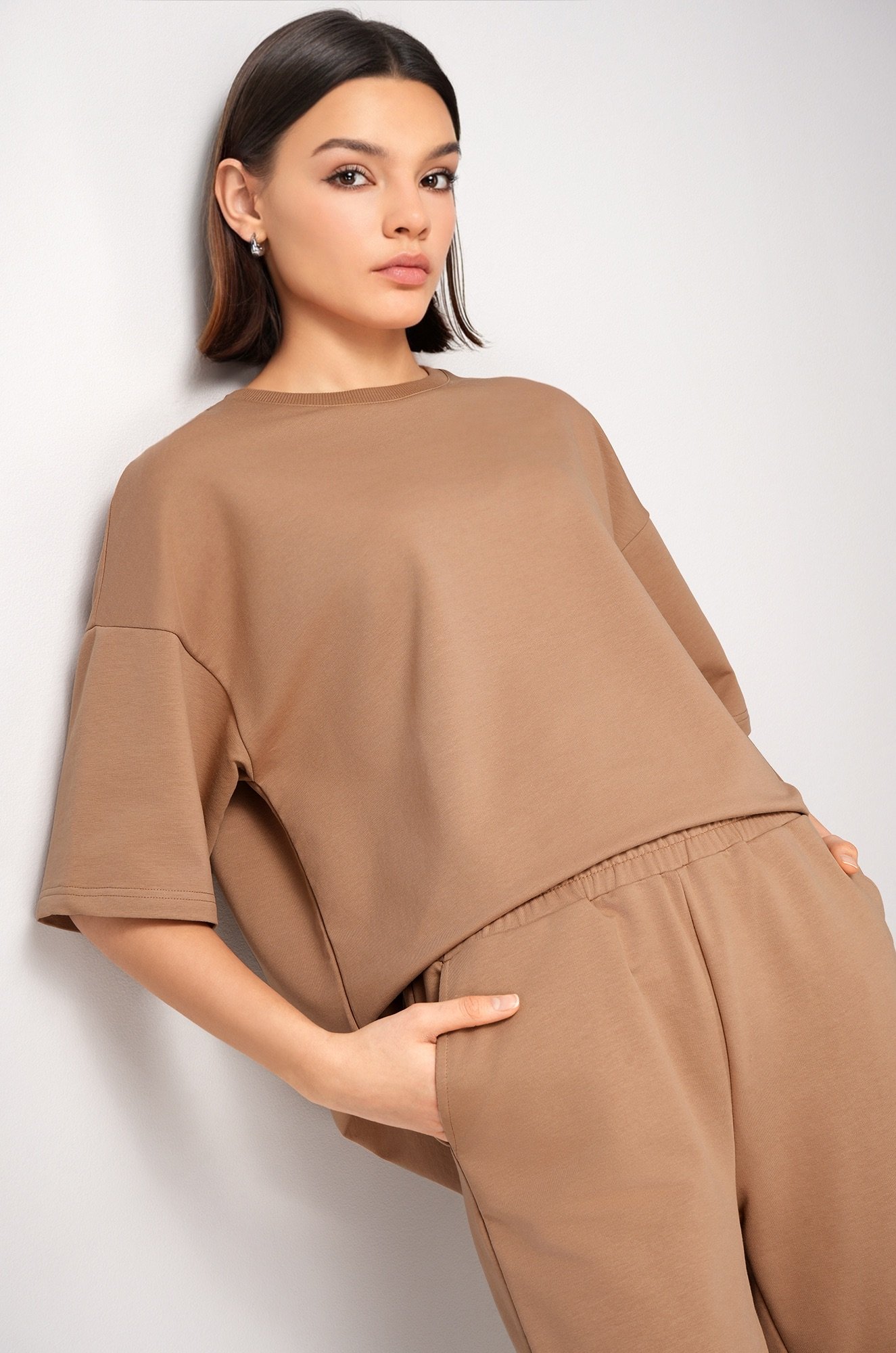 Женский костюм оверсайз из футера двухнитки Happyfox