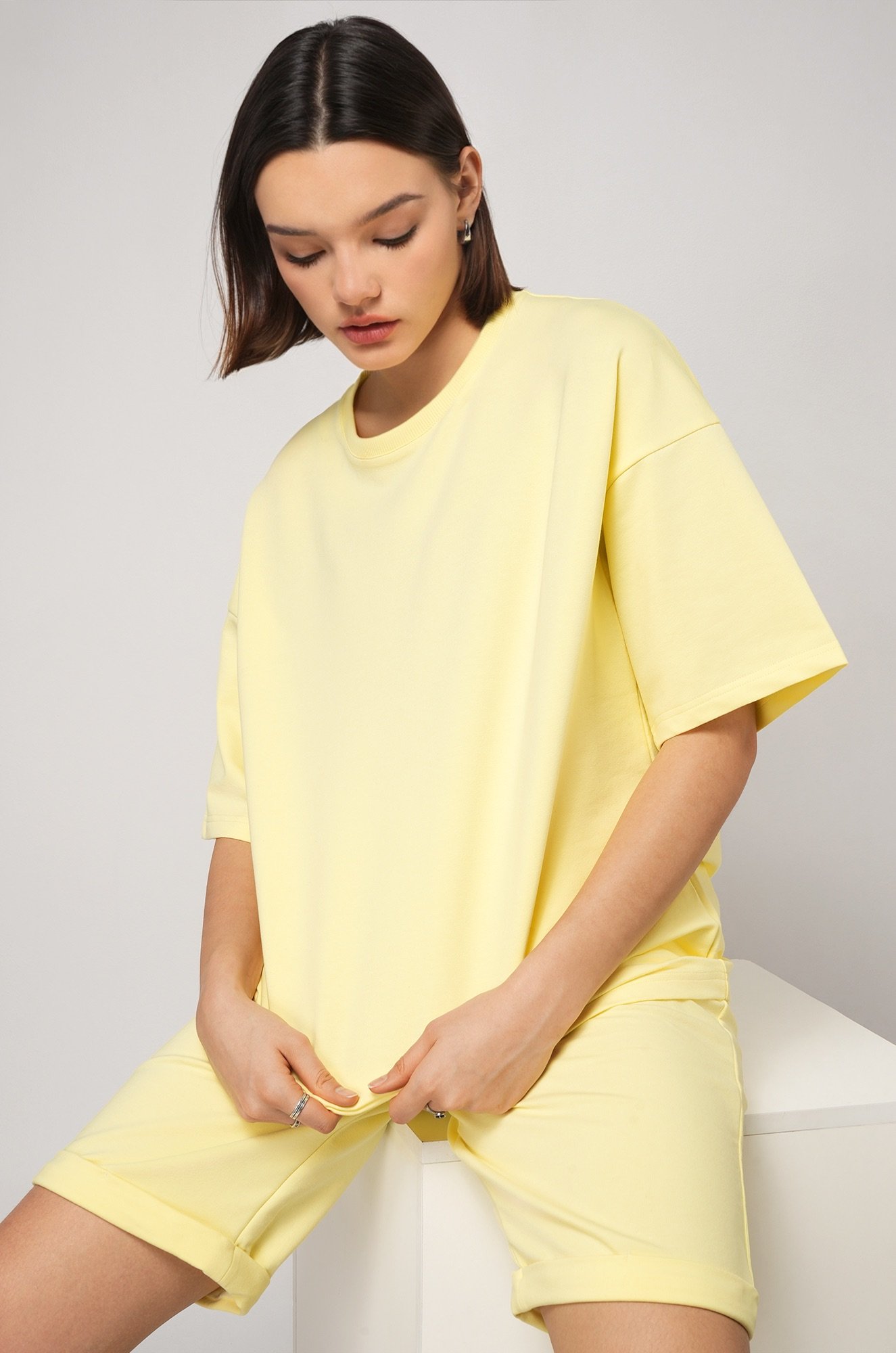 Женский костюм оверсайз из футера двухнитки Happyfox