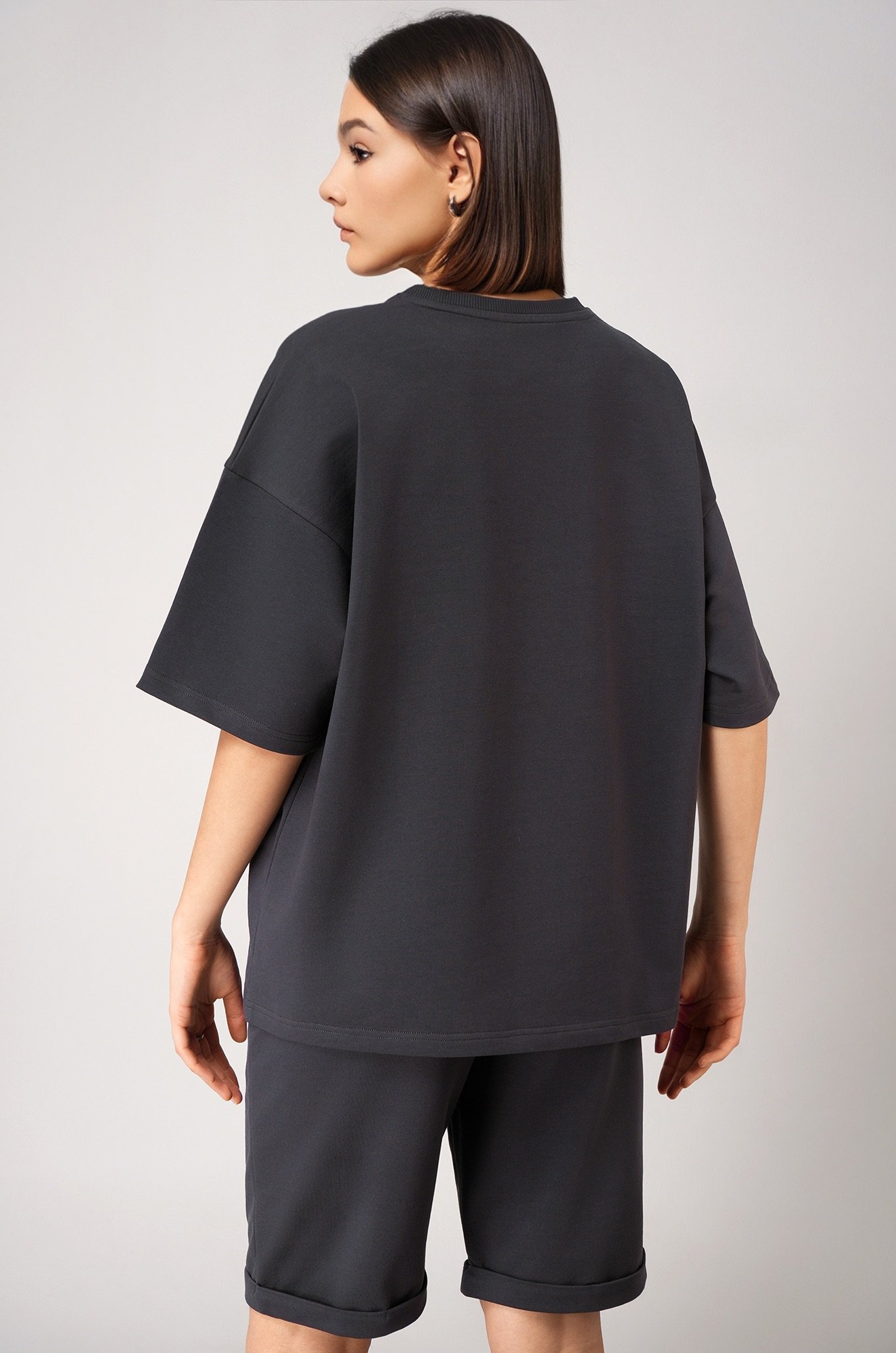 Женский костюм оверсайз из футера двухнитки Happyfox