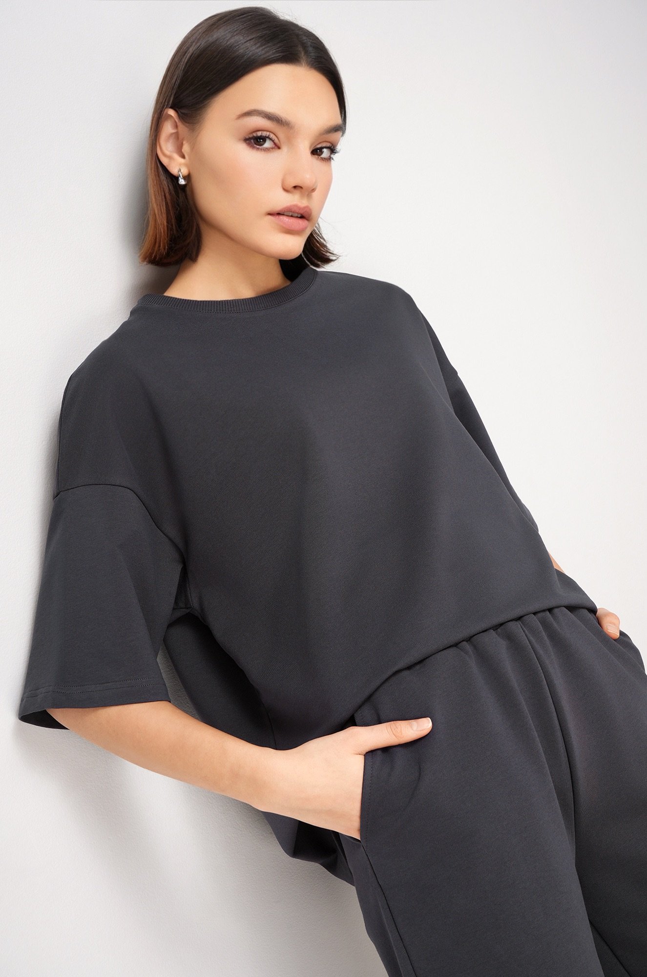 Женский костюм оверсайз из футера двухнитки Happyfox