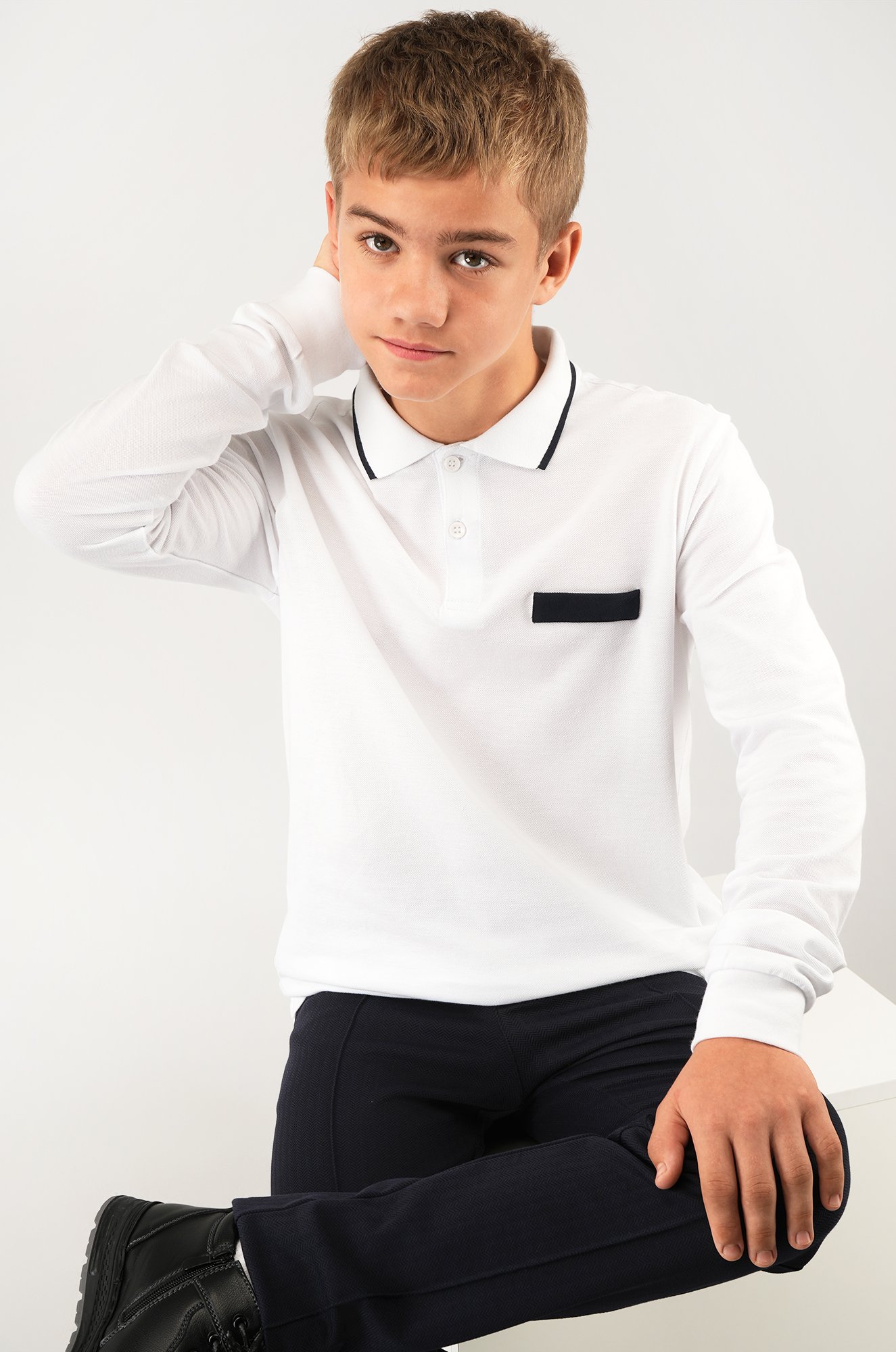 Рубашка-поло с длинным рукавом для мальчика Happyfox