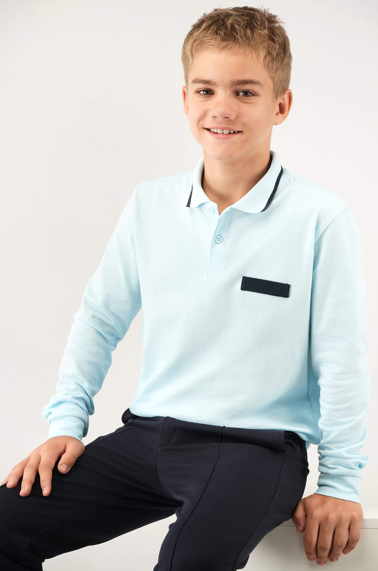 Рубашка-поло с длинным рукавом для мальчика Happyfox
