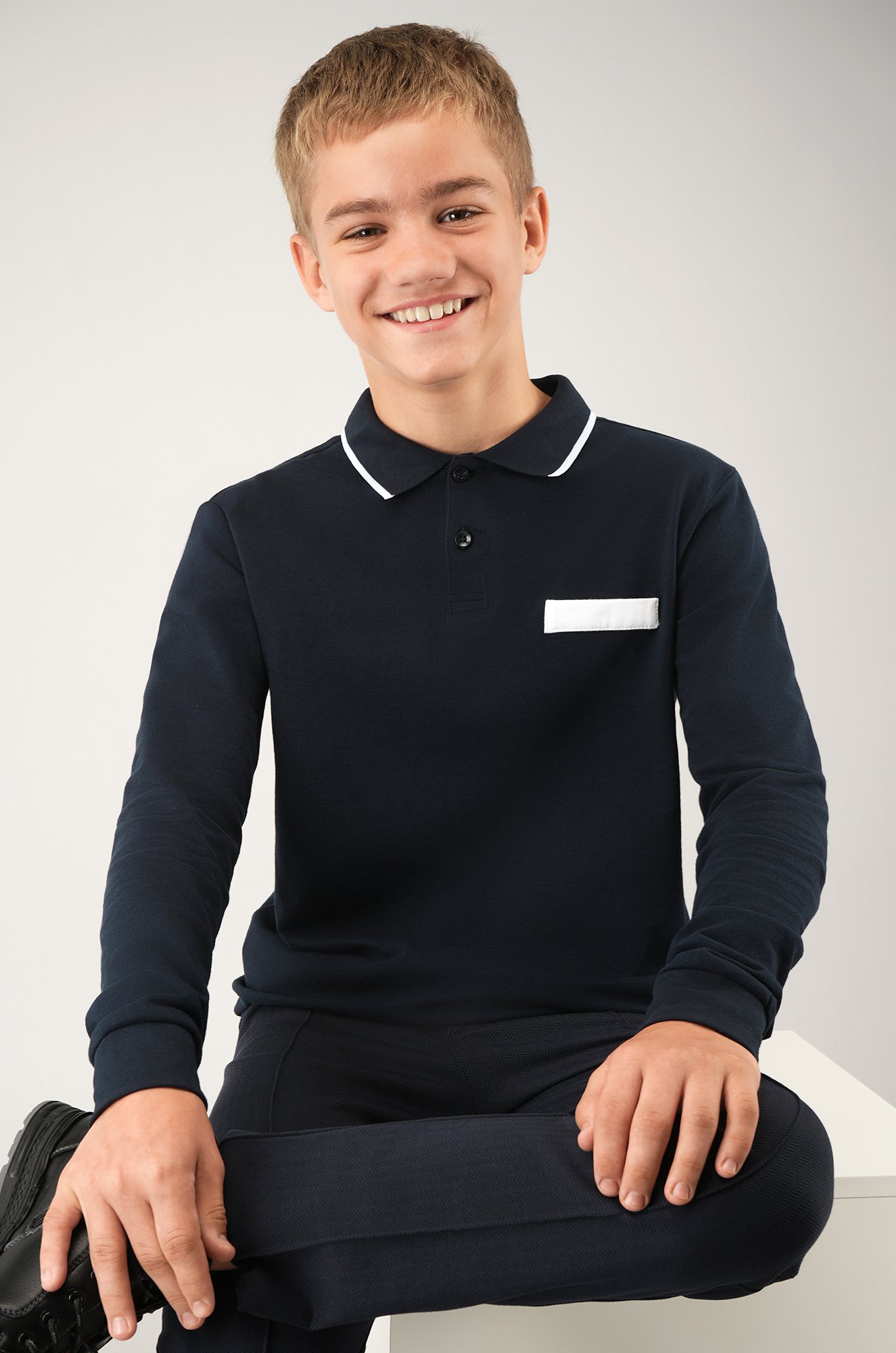 Рубашка-поло с длинным рукавом для мальчика Happyfox