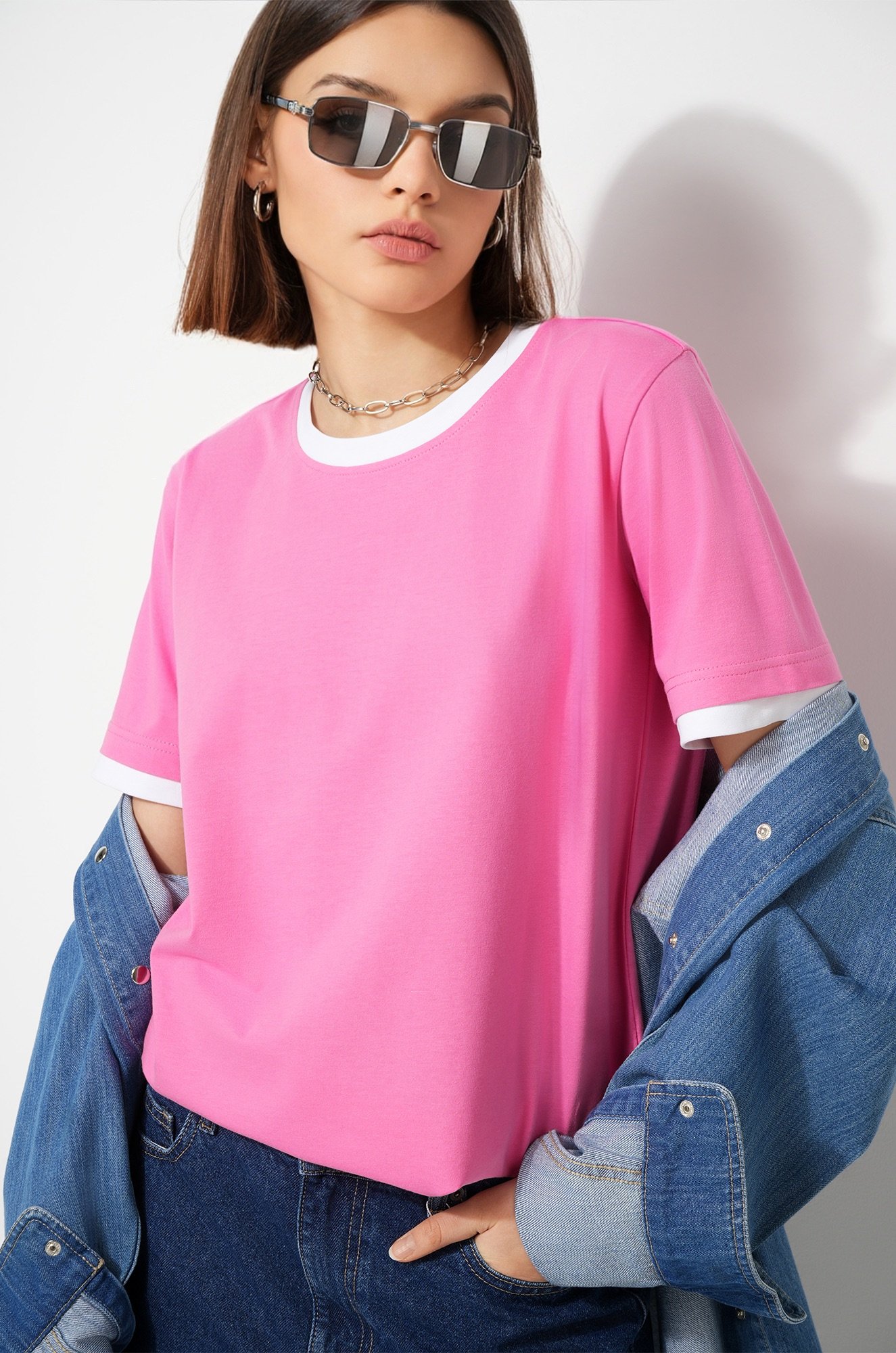 Женская базовая футболка из хлопка с кантом 3 шт. Happyfox