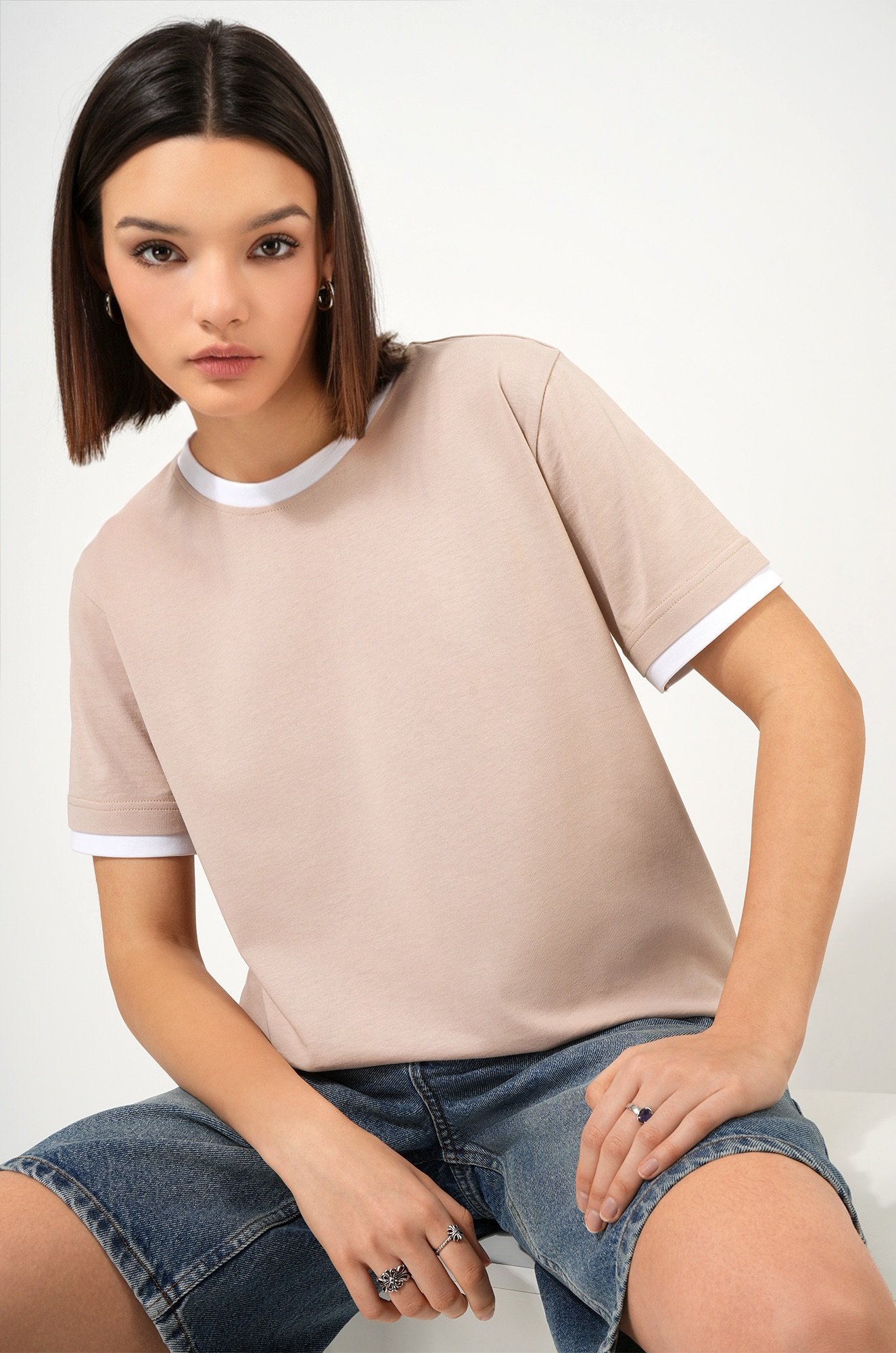 Женская базовая футболка из хлопка с кантом 3 шт. Happyfox