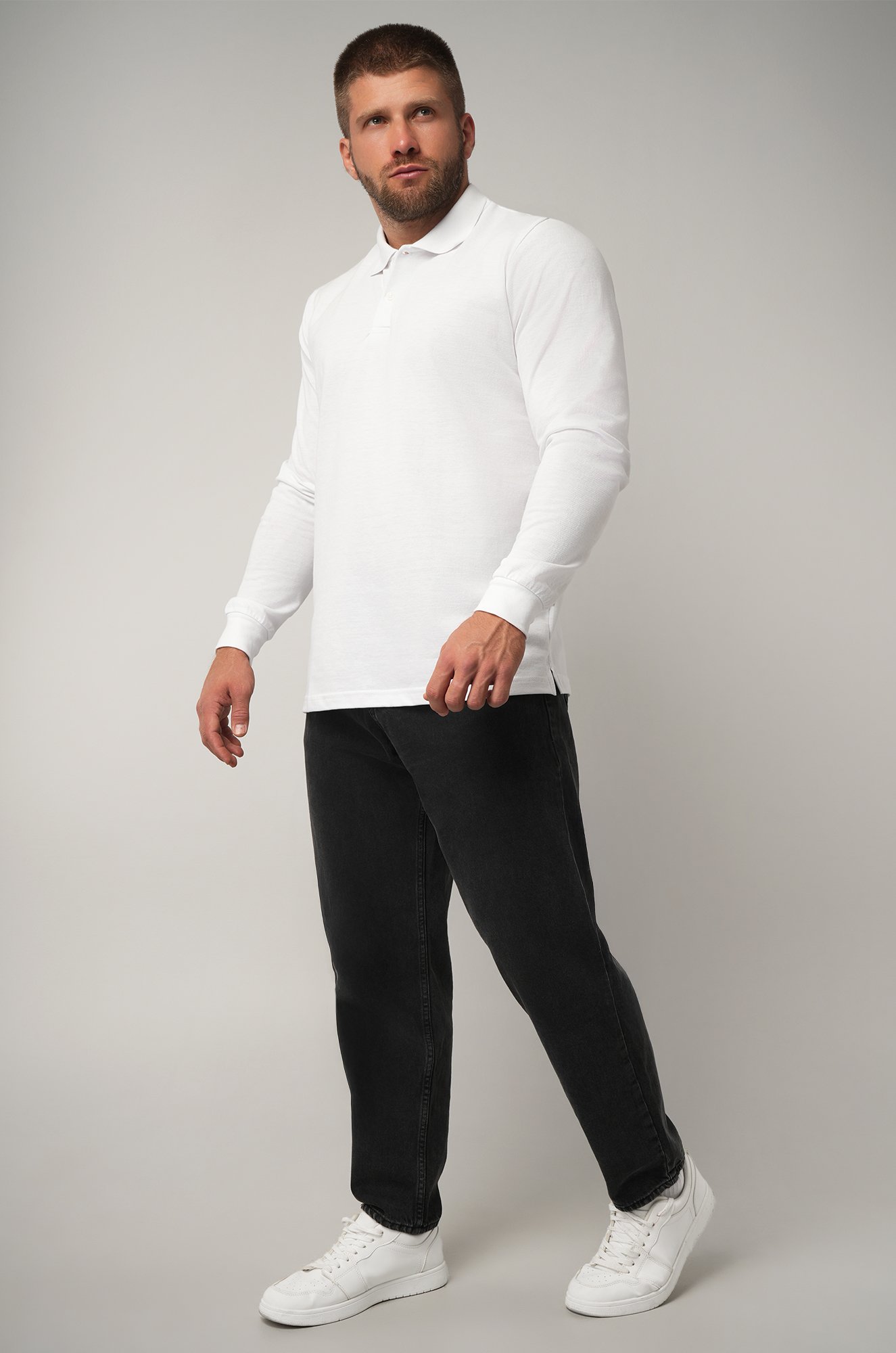 Мужской базовый лонгслив-поло Happyfox