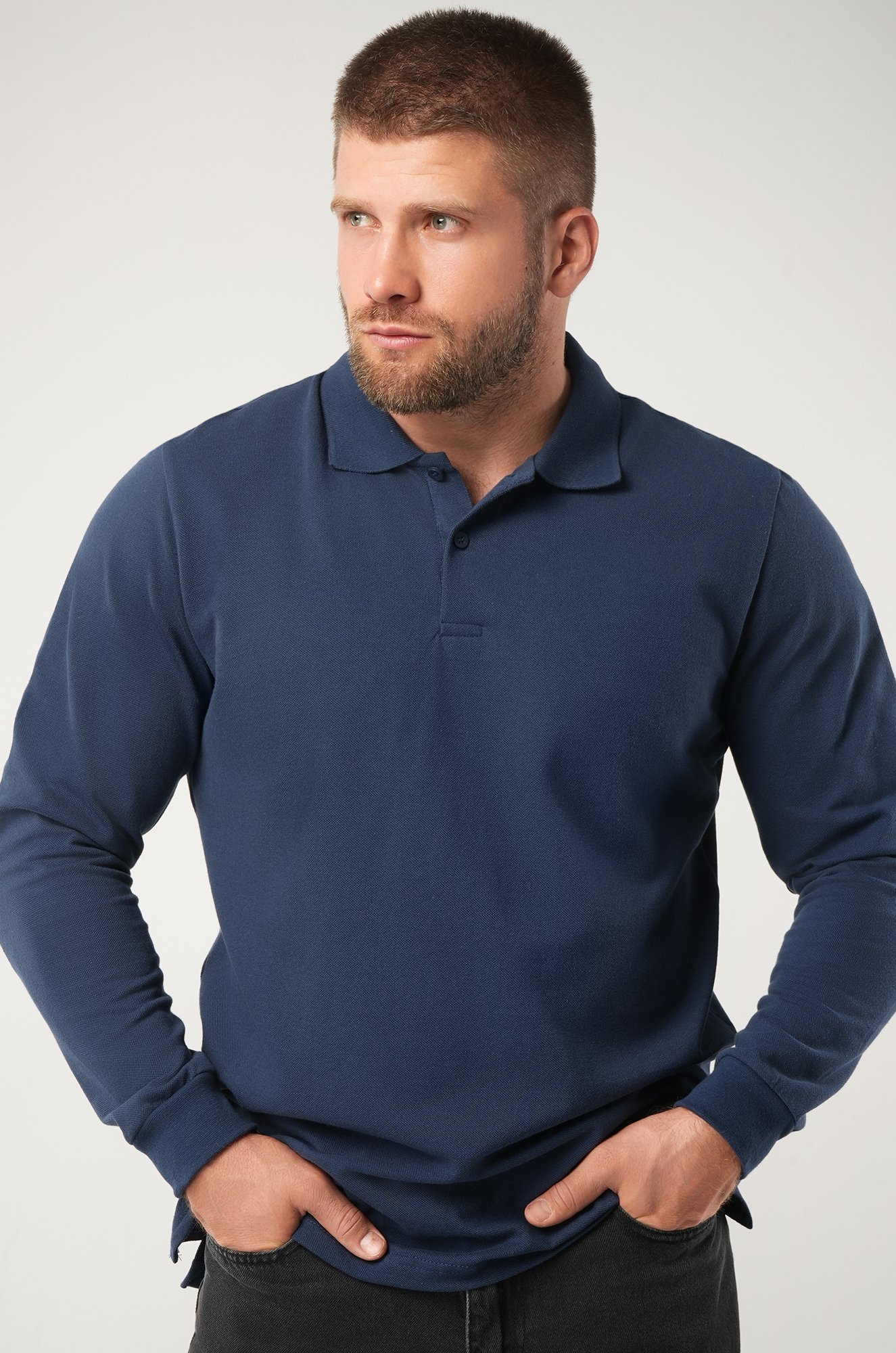 Мужской базовый лонгслив-поло Happyfox