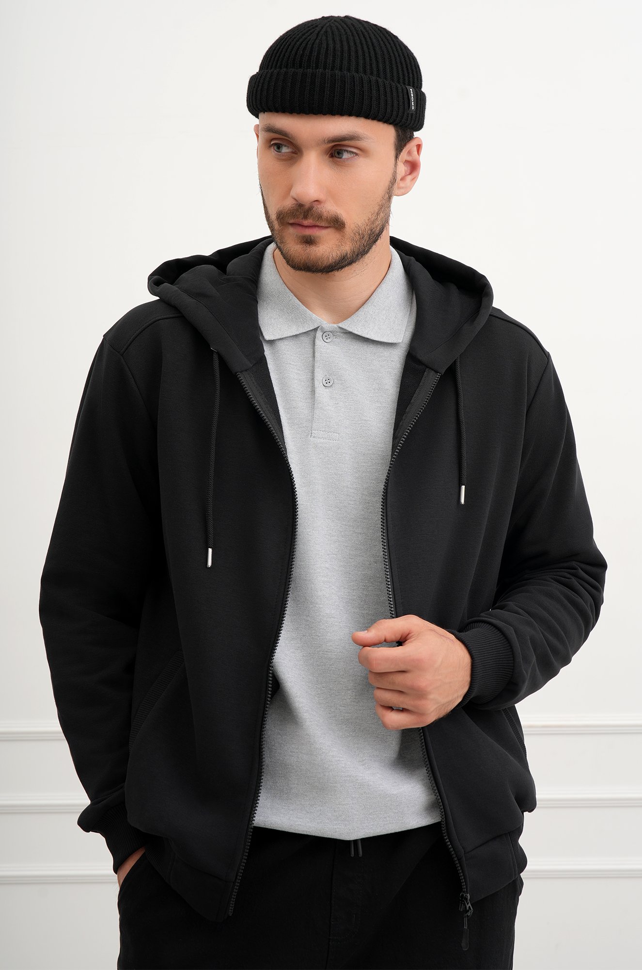 Мужской базовый лонгслив-поло Happyfox