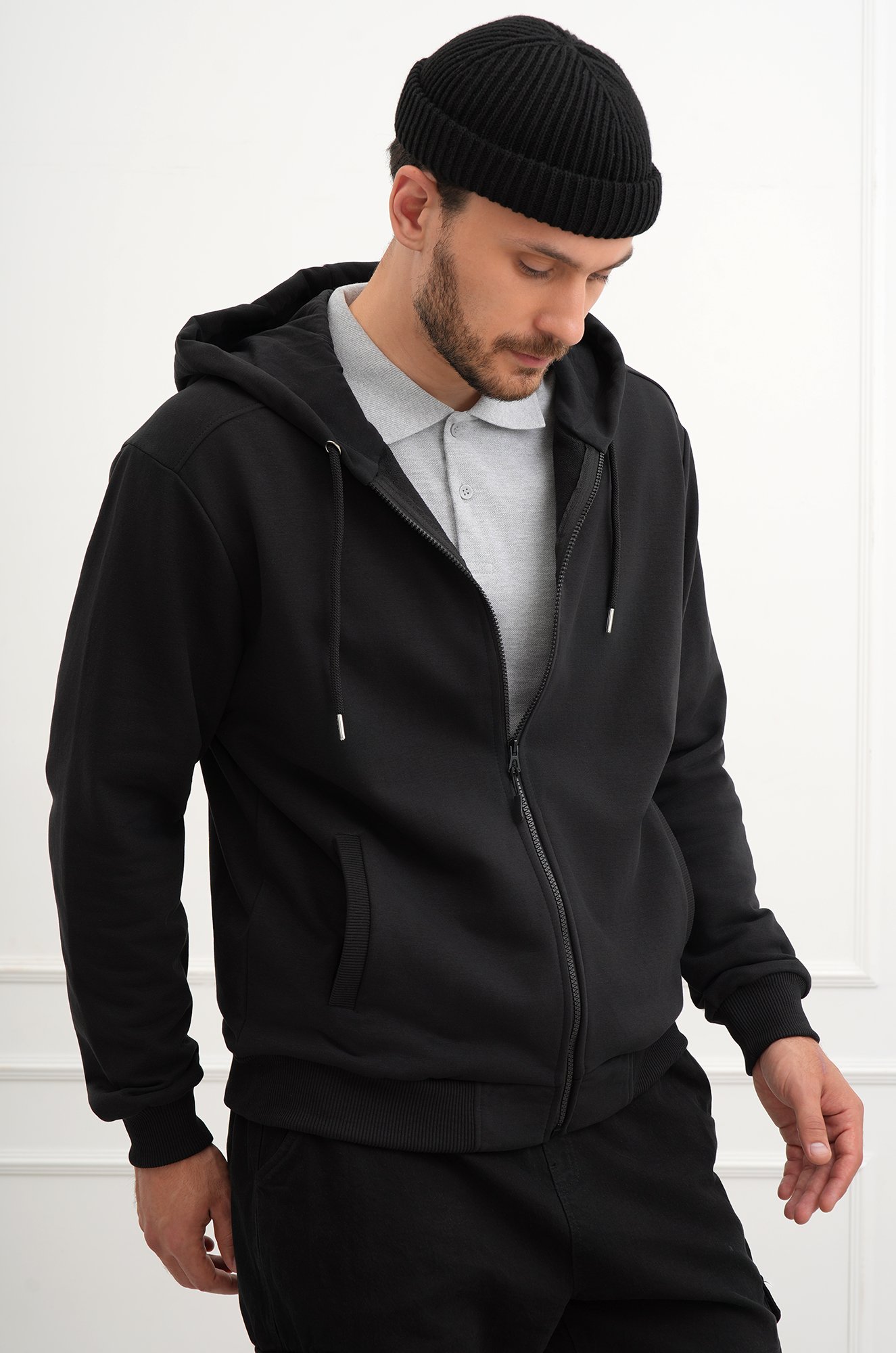 Мужская толстовка на молнии из футера трехнитки Happyfox