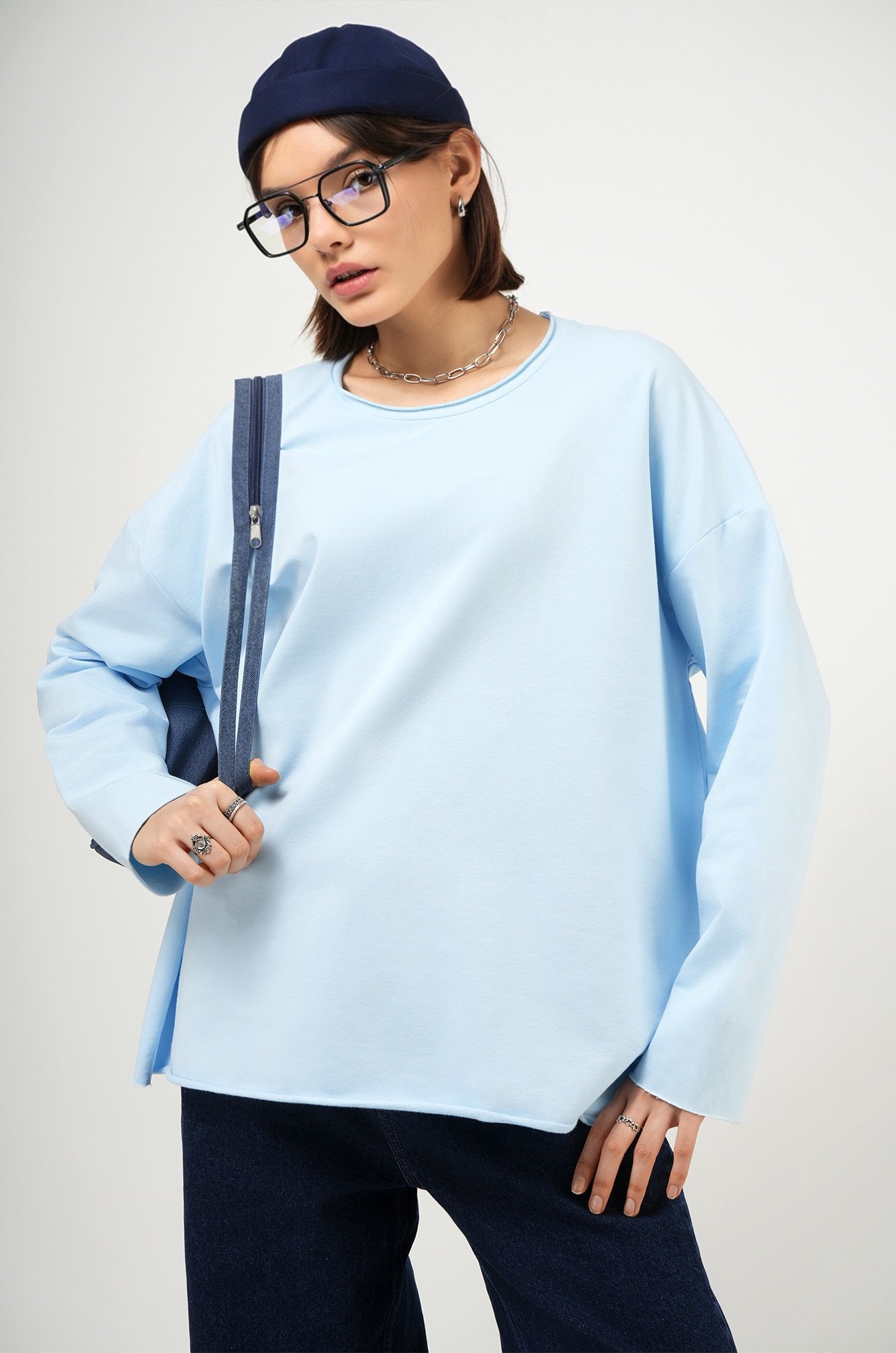 Женский лонгслив оверсайз из футера двухнитки Happyfox