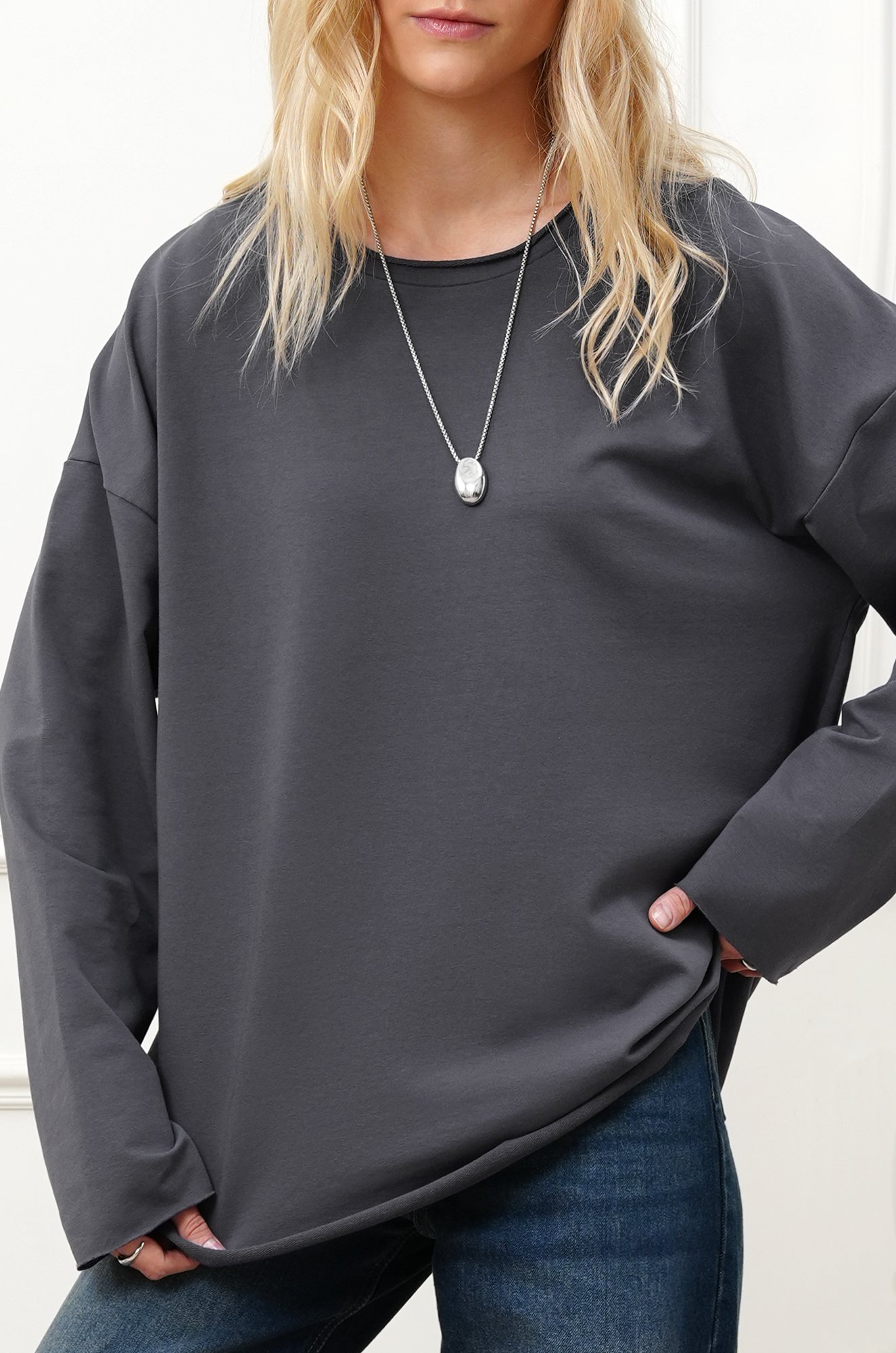 Женский лонгслив оверсайз из футера двухнитки Happyfox