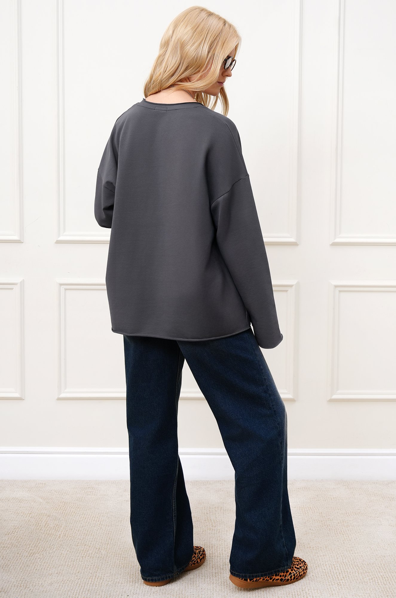 Женский лонгслив оверсайз из футера двухнитки Happyfox