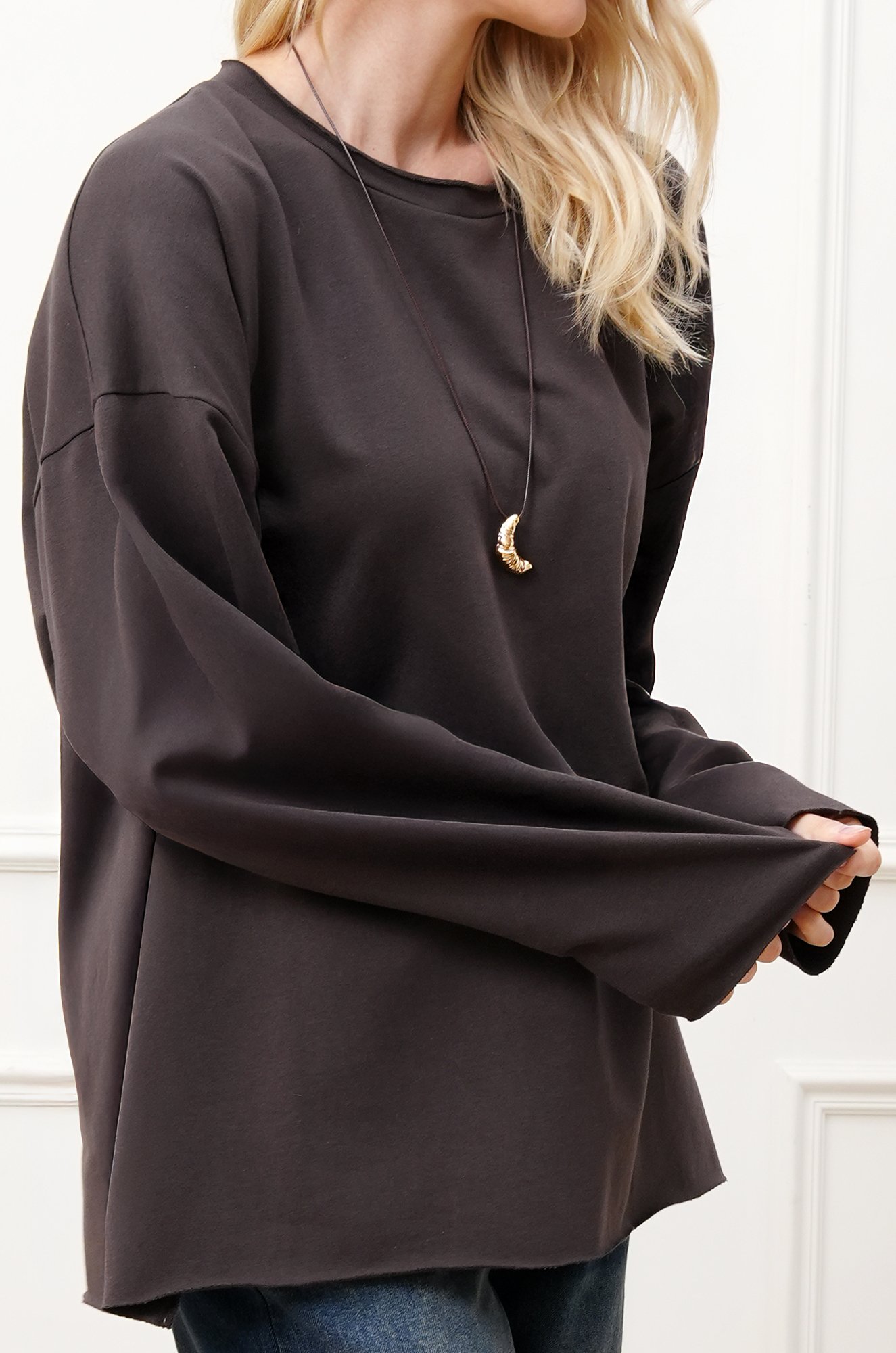 Женский лонгслив оверсайз из футера двухнитки Happyfox