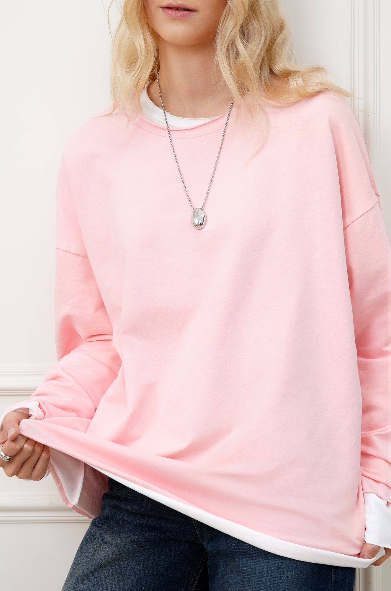 Женский лонгслив оверсайз из футера двухнитки Happyfox