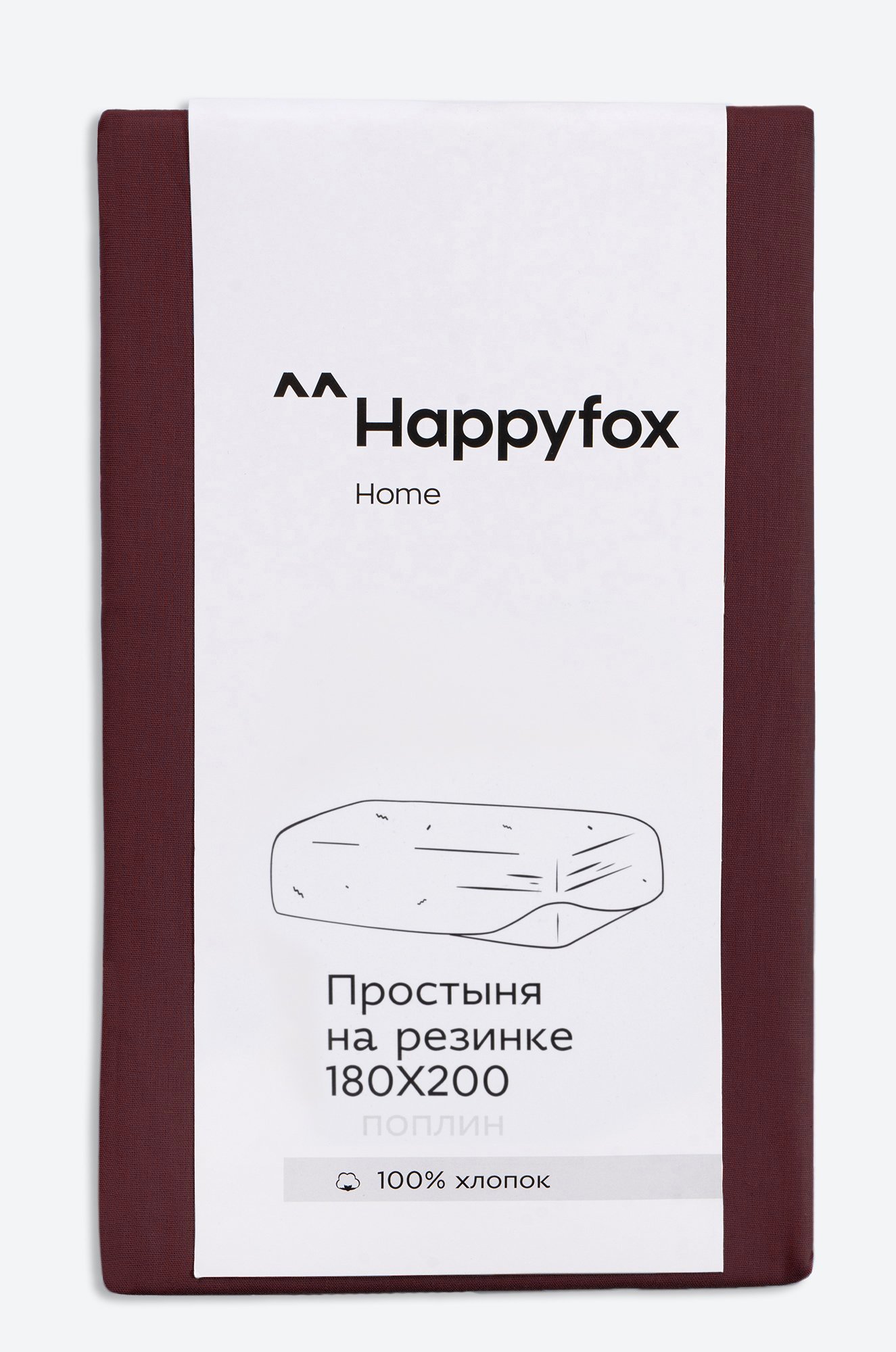 Простыня на резинке из поплина 180X200X30 Happy Fox Home