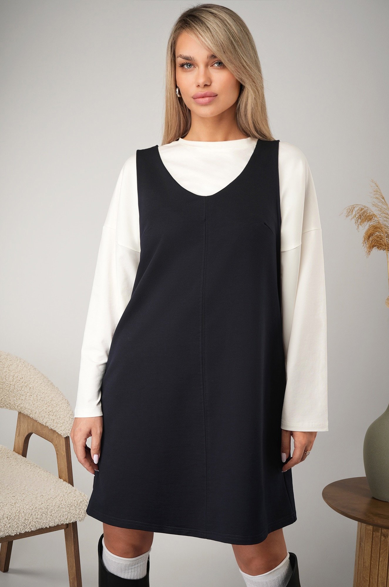 Женское офисное платье - сарафан Happyfox