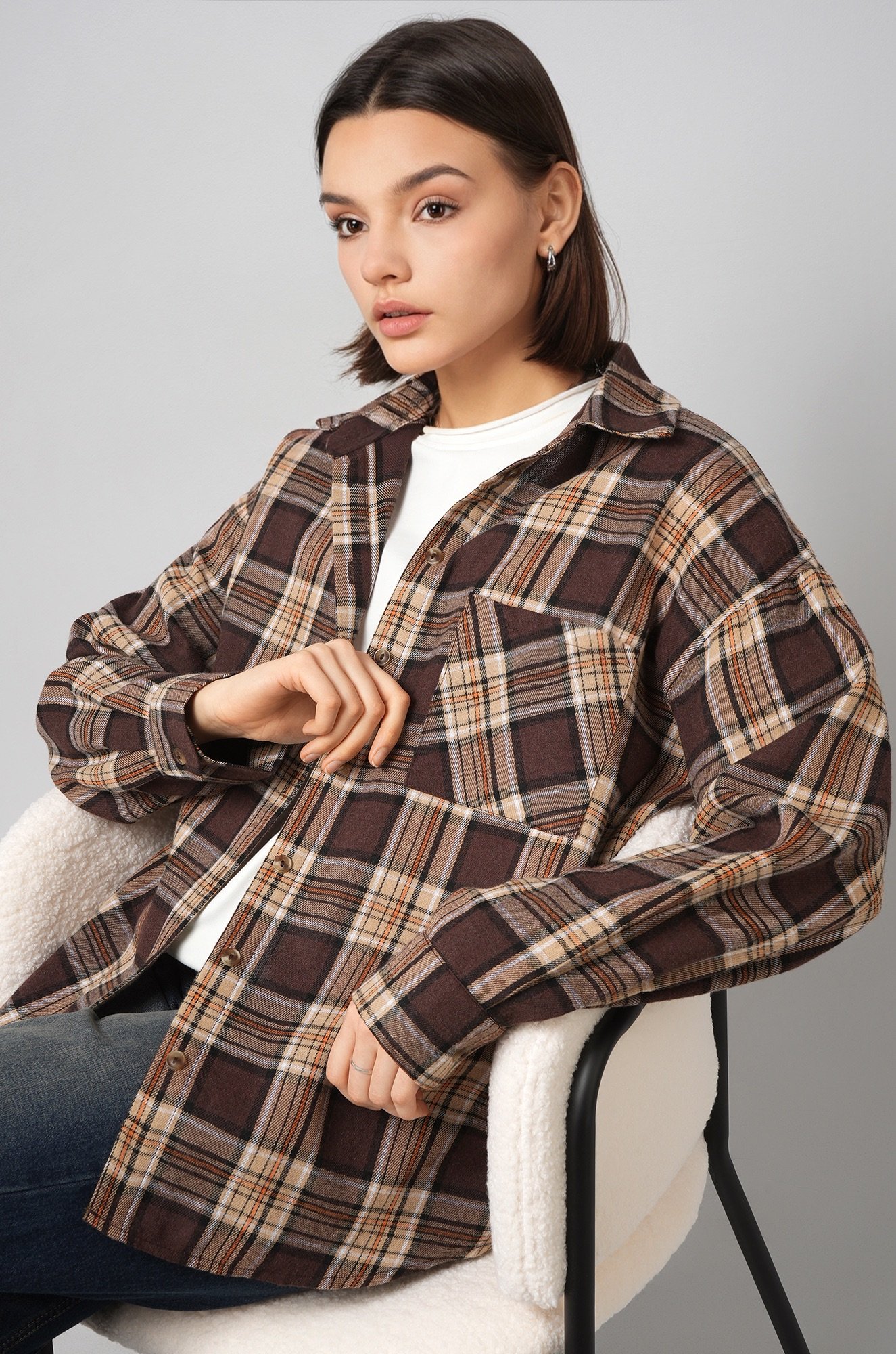 Рубашка женская в клетку Happyfox