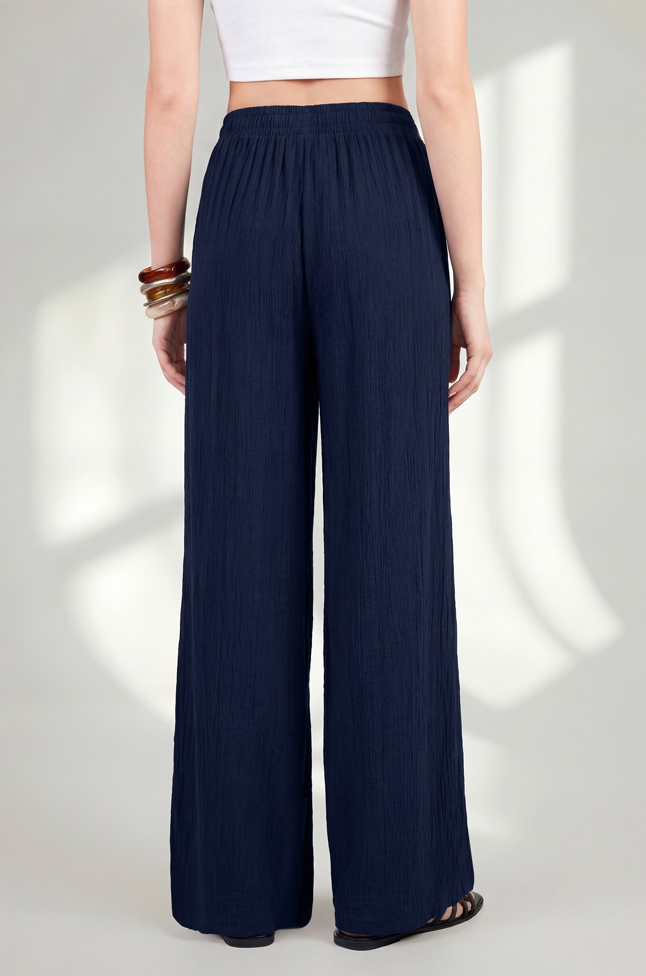 Женские брюки из ткани-жатка Happyfox