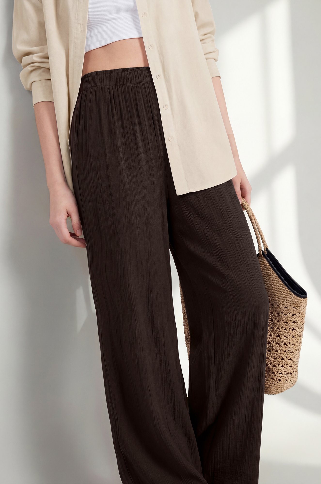 Женские брюки из ткани-жатка Happyfox