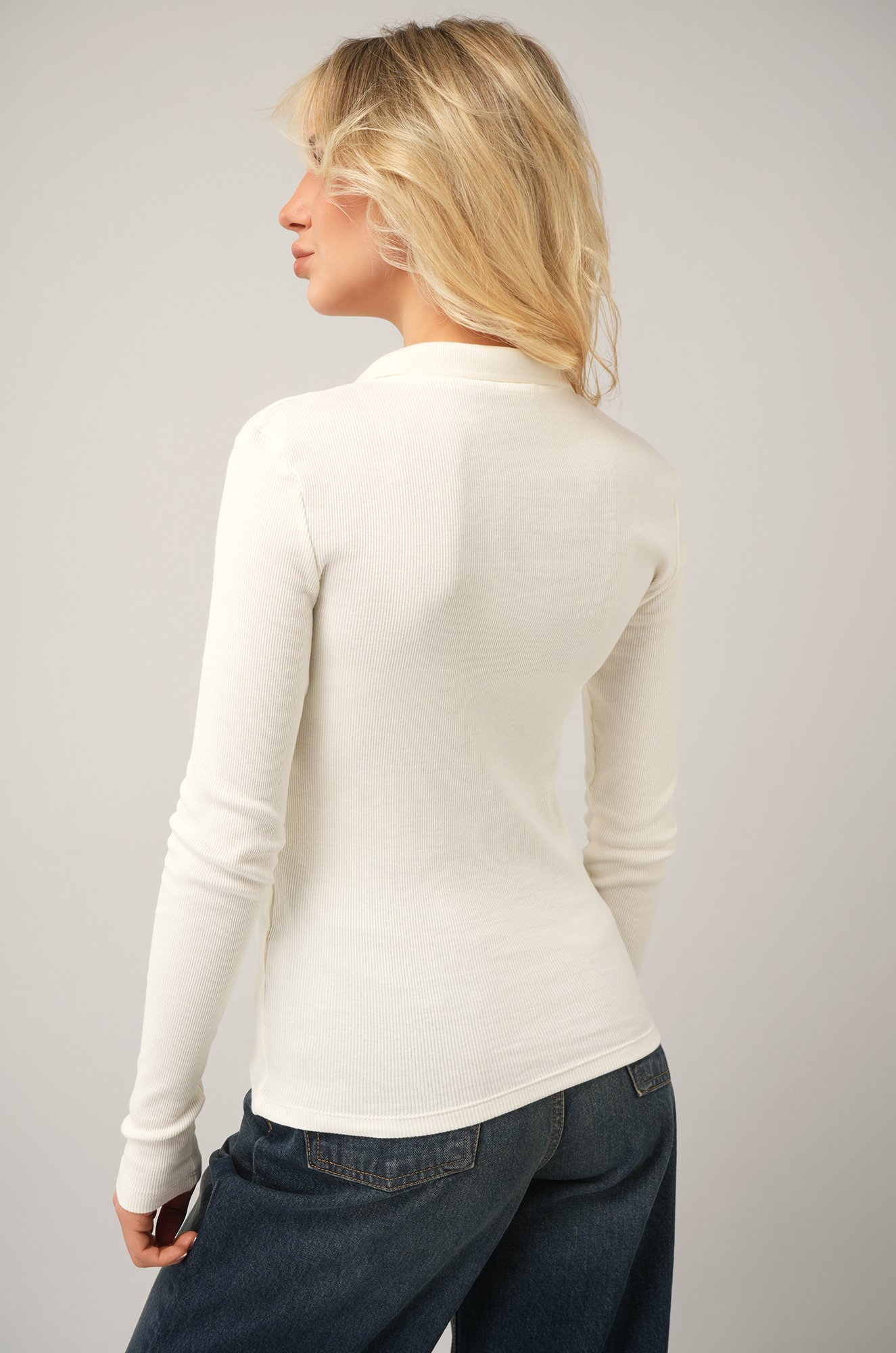 Женский лонгслив-поло в рубчик Happyfox