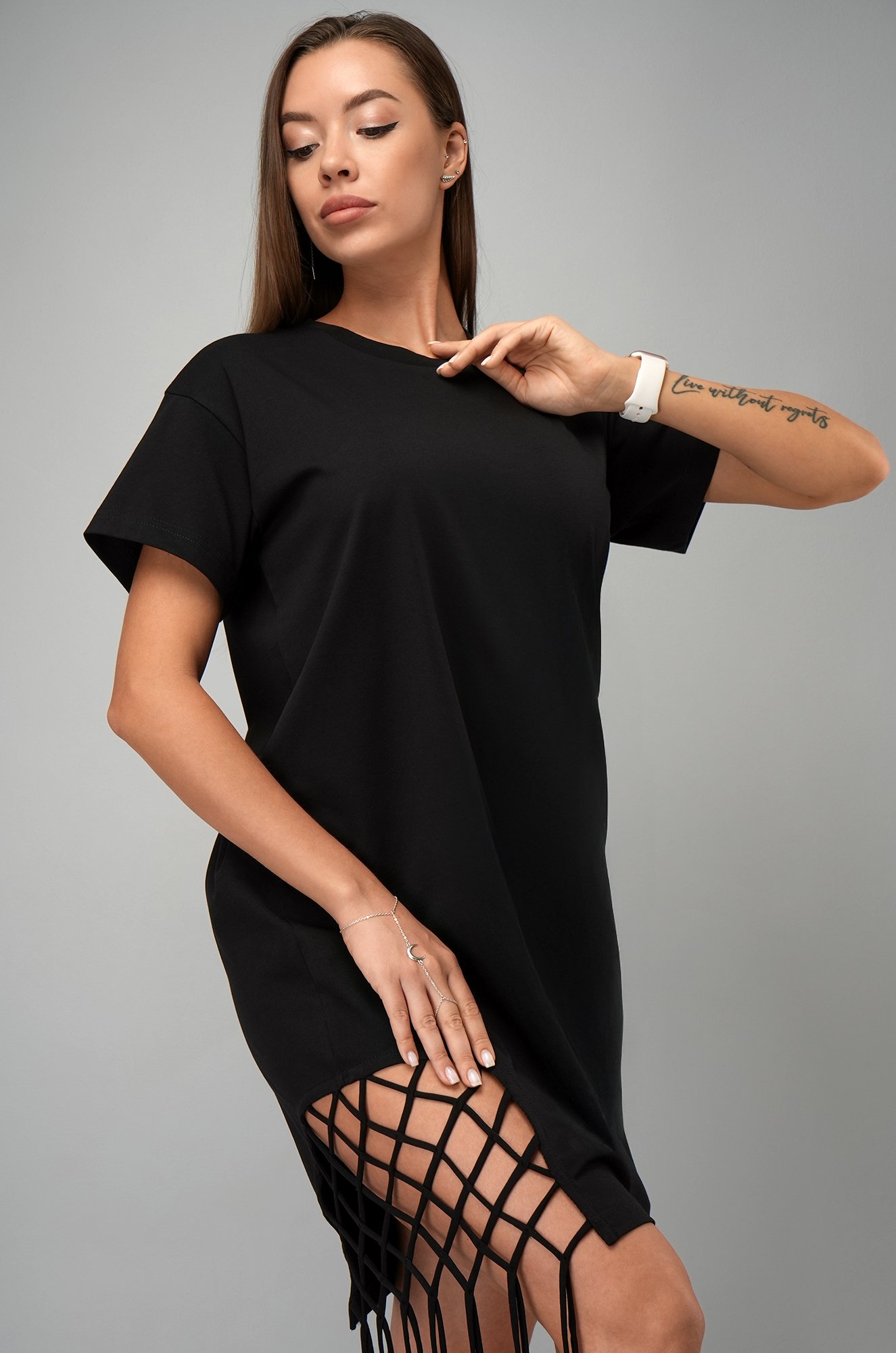 Женское трикотажное платье с бахромой Happyfox