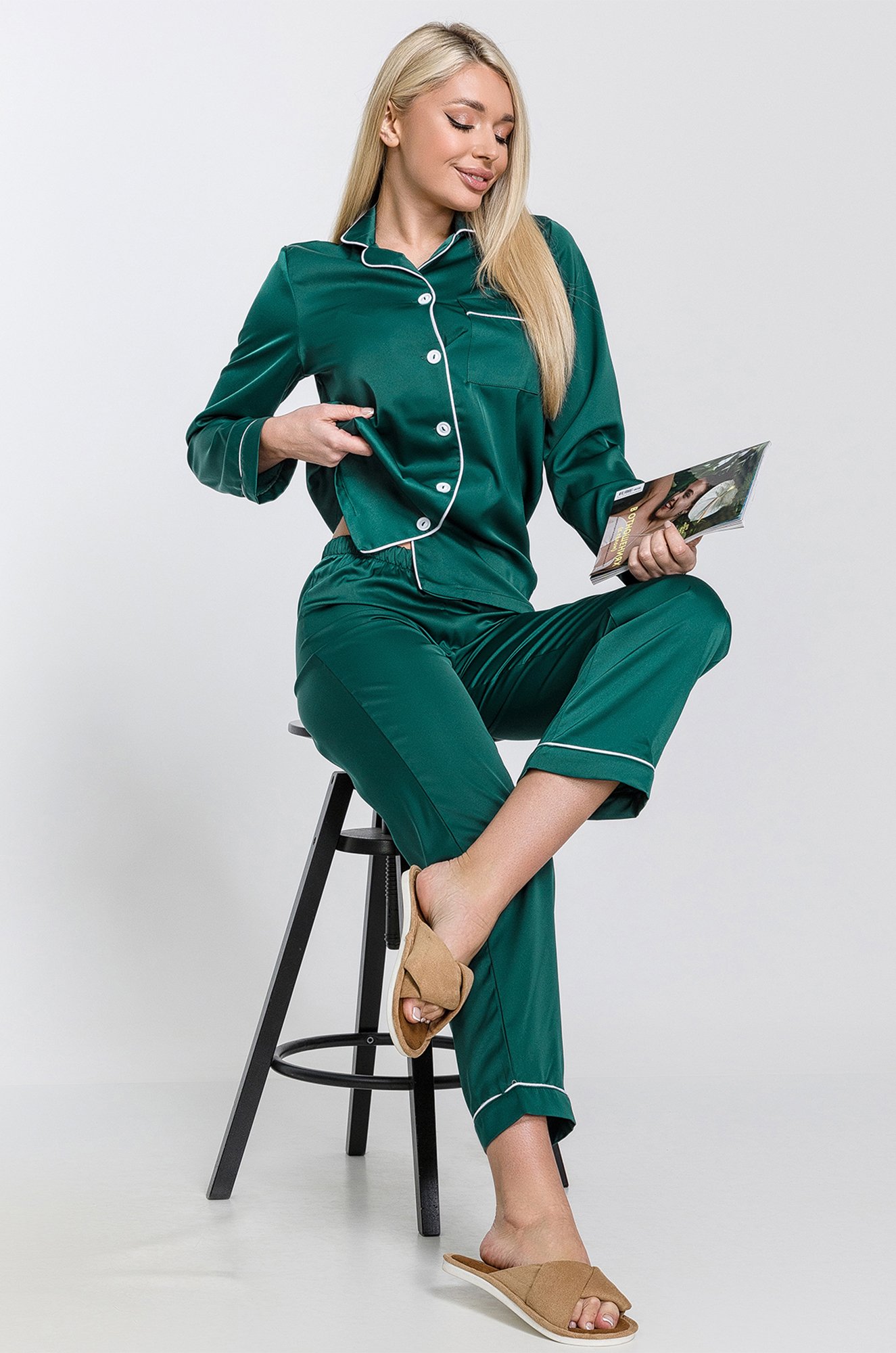 Женская шелковая пижама Happyfox