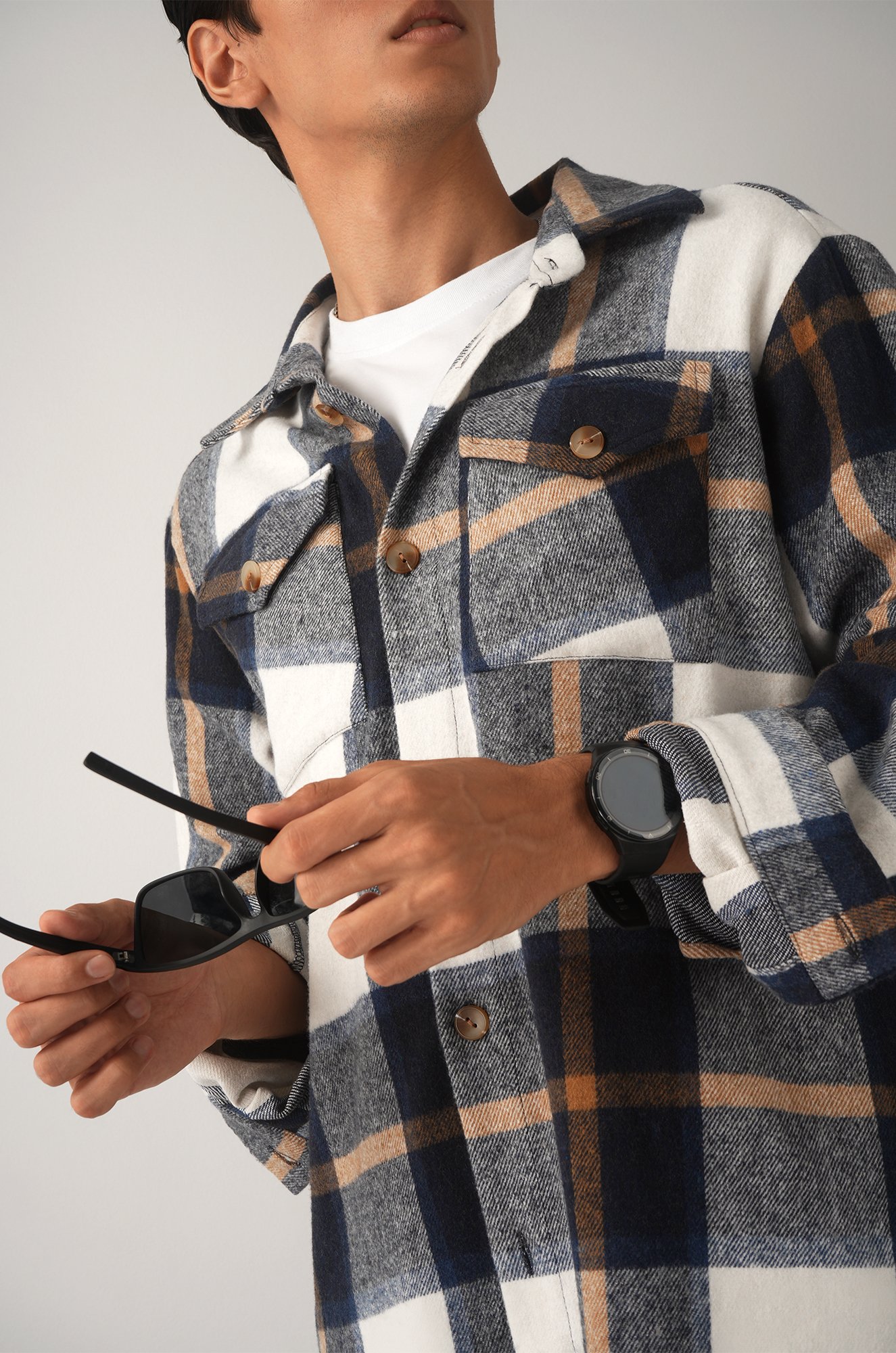 Мужская теплая рубашка в клетку Happyfox