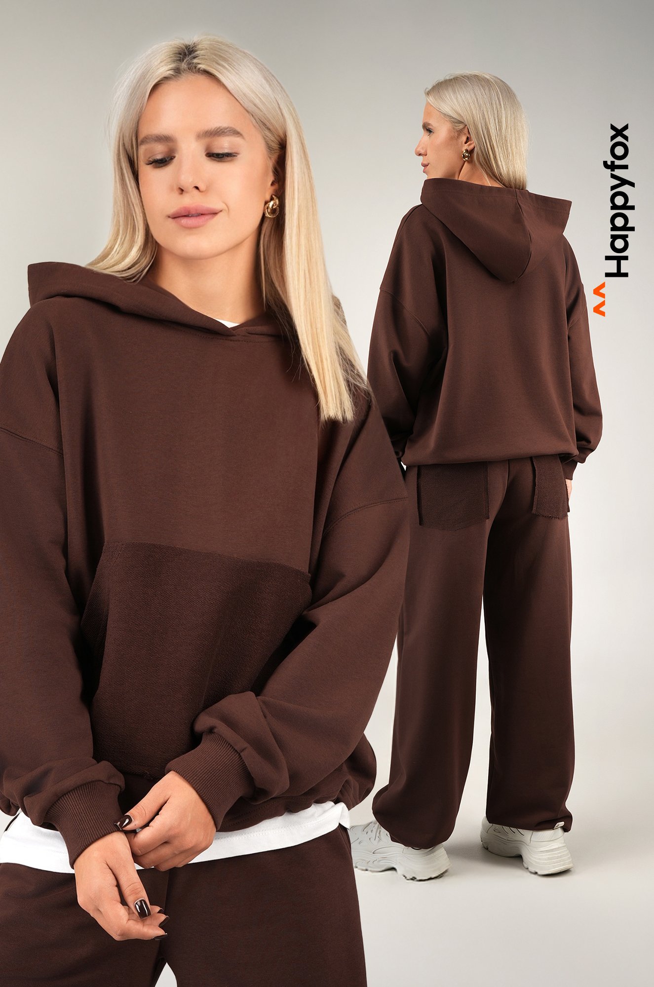 Женский костюм оверсайз из футера Happyfox