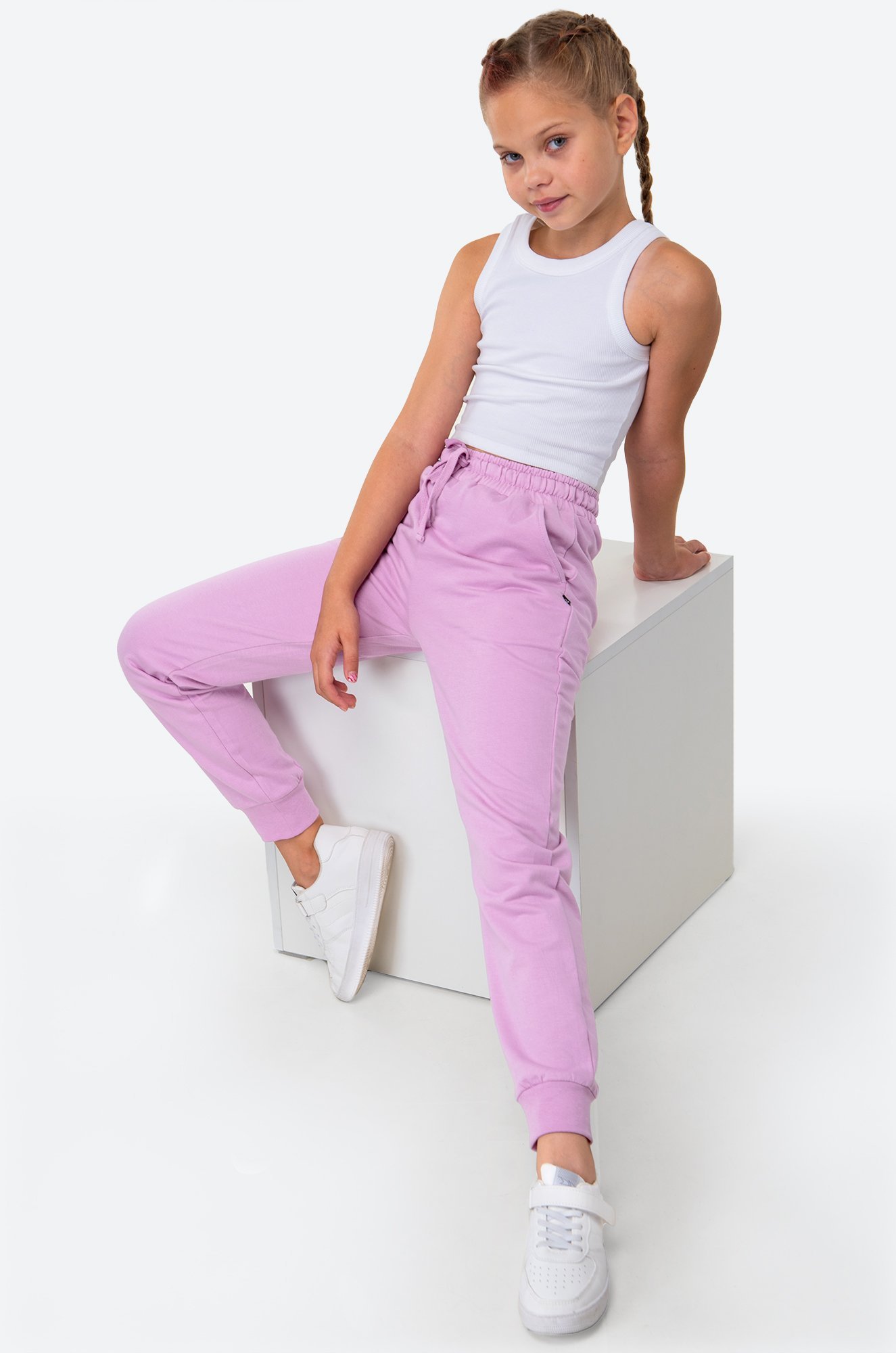 Брюки-джоггеры из футера для девочки Happyfox